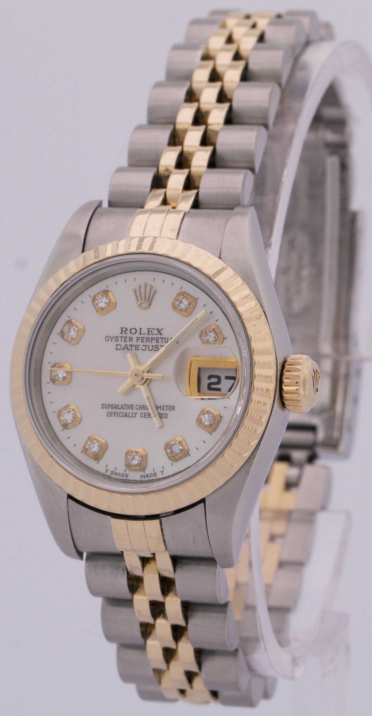 2003 Ladies Rolex DateJust MOP DIAMOND 18K Gold Steel 26mm JUBILEE Watch 79173
