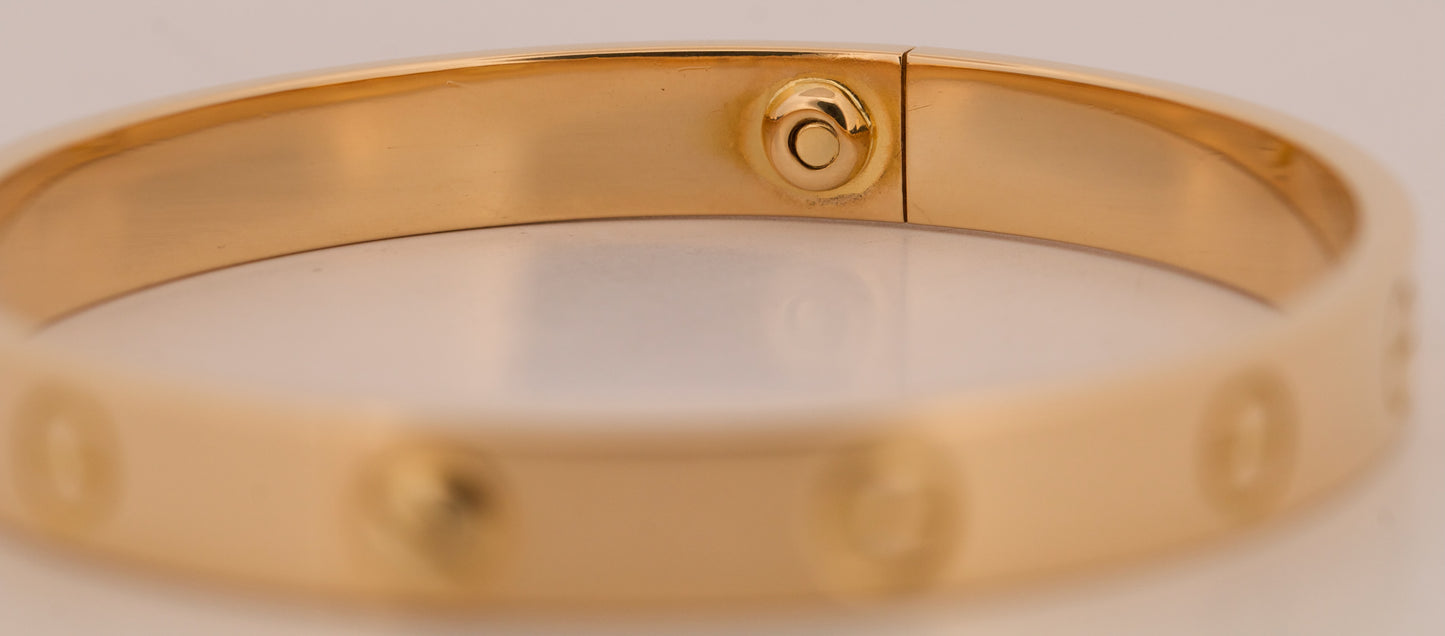 2026 SERVICE Cartier LOVE Bracelet Size 17 Solid 18K Gold AU 750 BOX 1990's