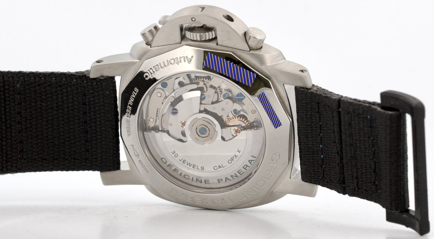 2006 PAPERS Panerai Luminor Flyback 1950 PAM212 BLACK Steel 44mm PAM00212 BOX