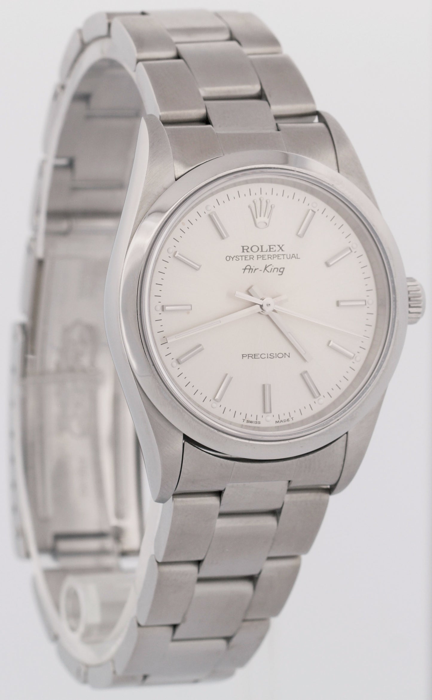 Rolex Air-King Precision SILVER Stainless Steel 3-6-9 Oyster 34mm Watch 14000