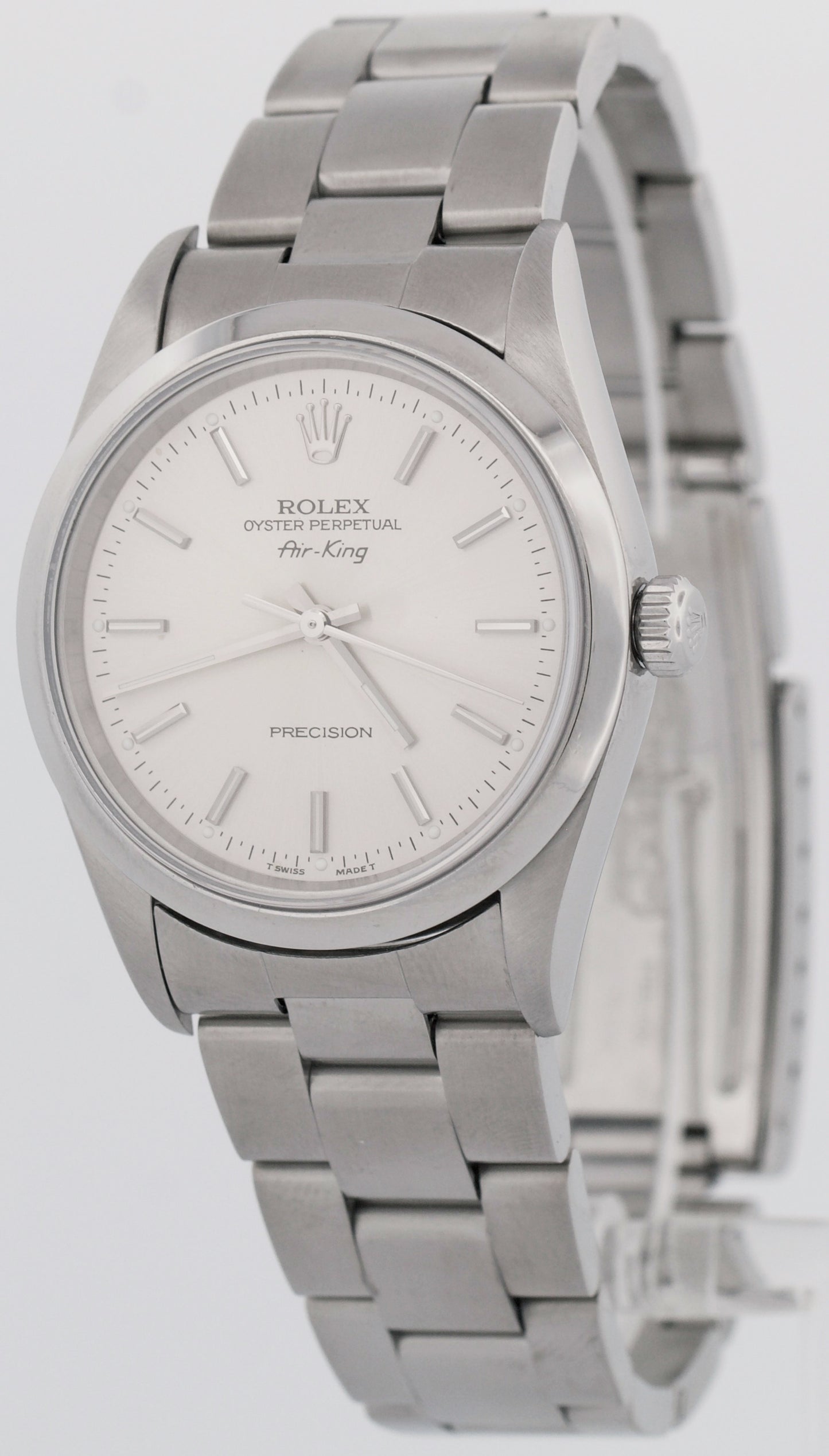Rolex Air-King Precision SILVER Stainless Steel 3-6-9 Oyster 34mm Watch 14000