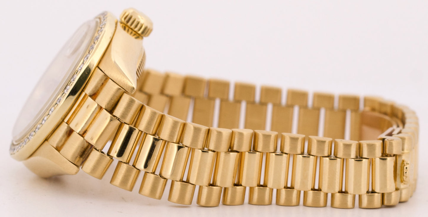 VINTAGE Ladies Rolex DateJust President 26mm CHAMPAGNE DIAMOND 18K Gold 69138