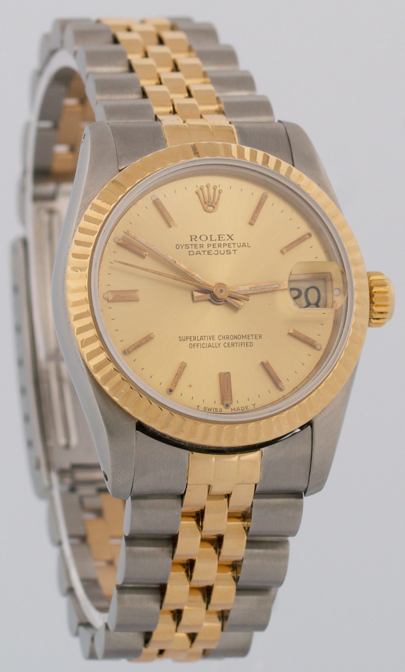 Rolex DateJust 31mm Midsize Two-Tone CHAMPAGNE 18K Yellow Gold Fluted 68273