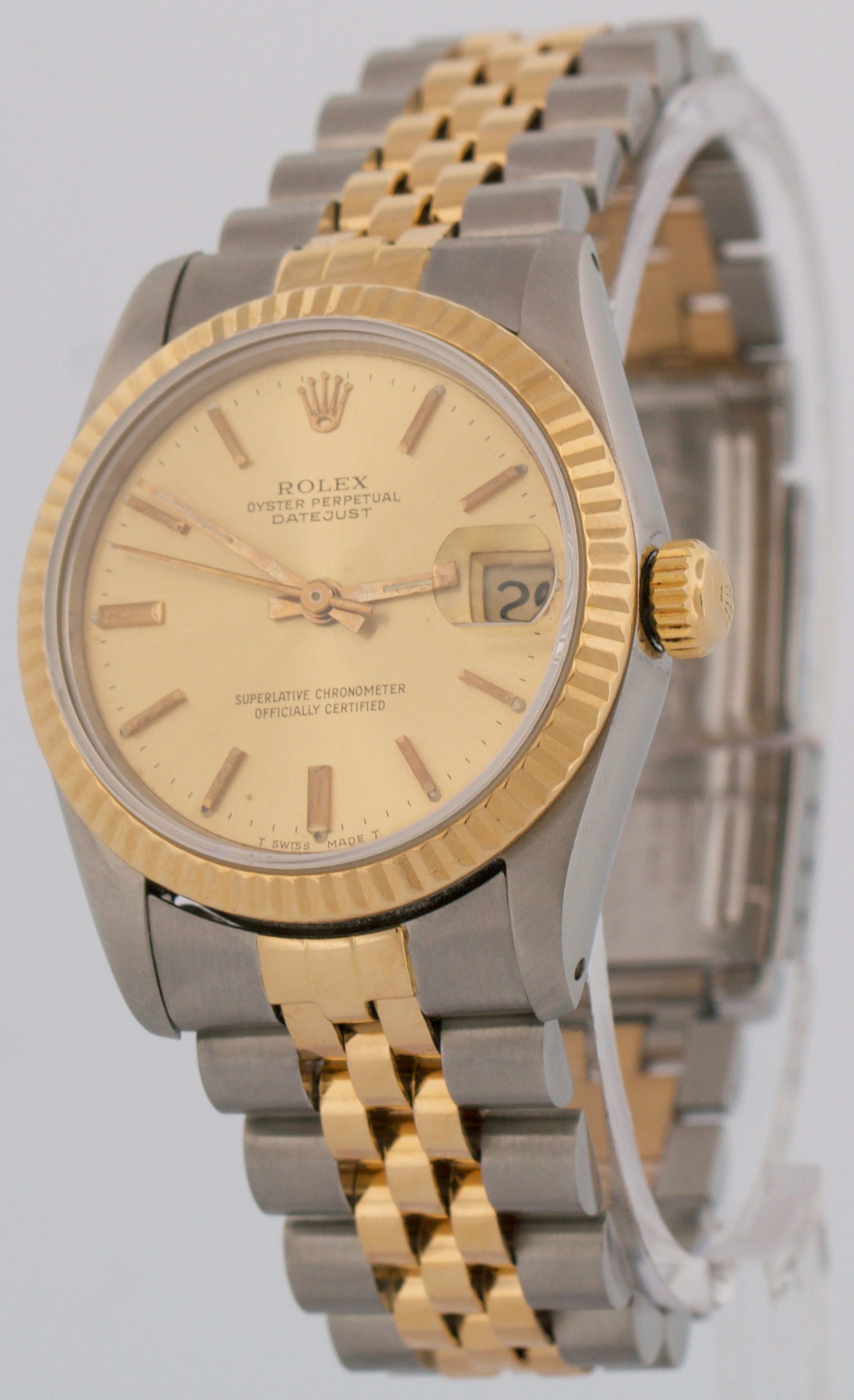 Rolex DateJust 31mm Midsize Two-Tone CHAMPAGNE 18K Yellow Gold Fluted 68273