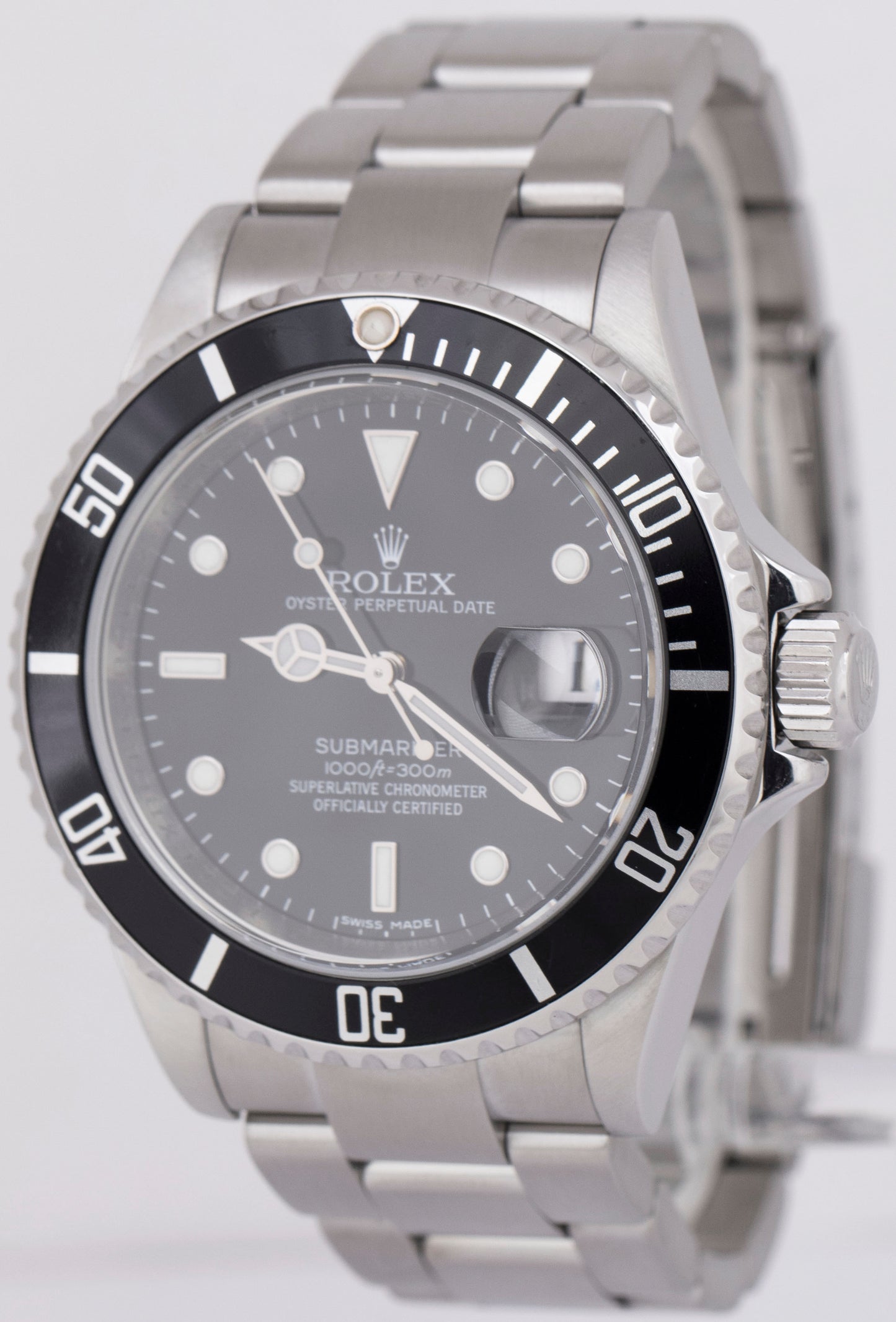 MINT Rolex Submariner Date Stainless Steel Black REHAUT 40mm Oyster Watch 16610