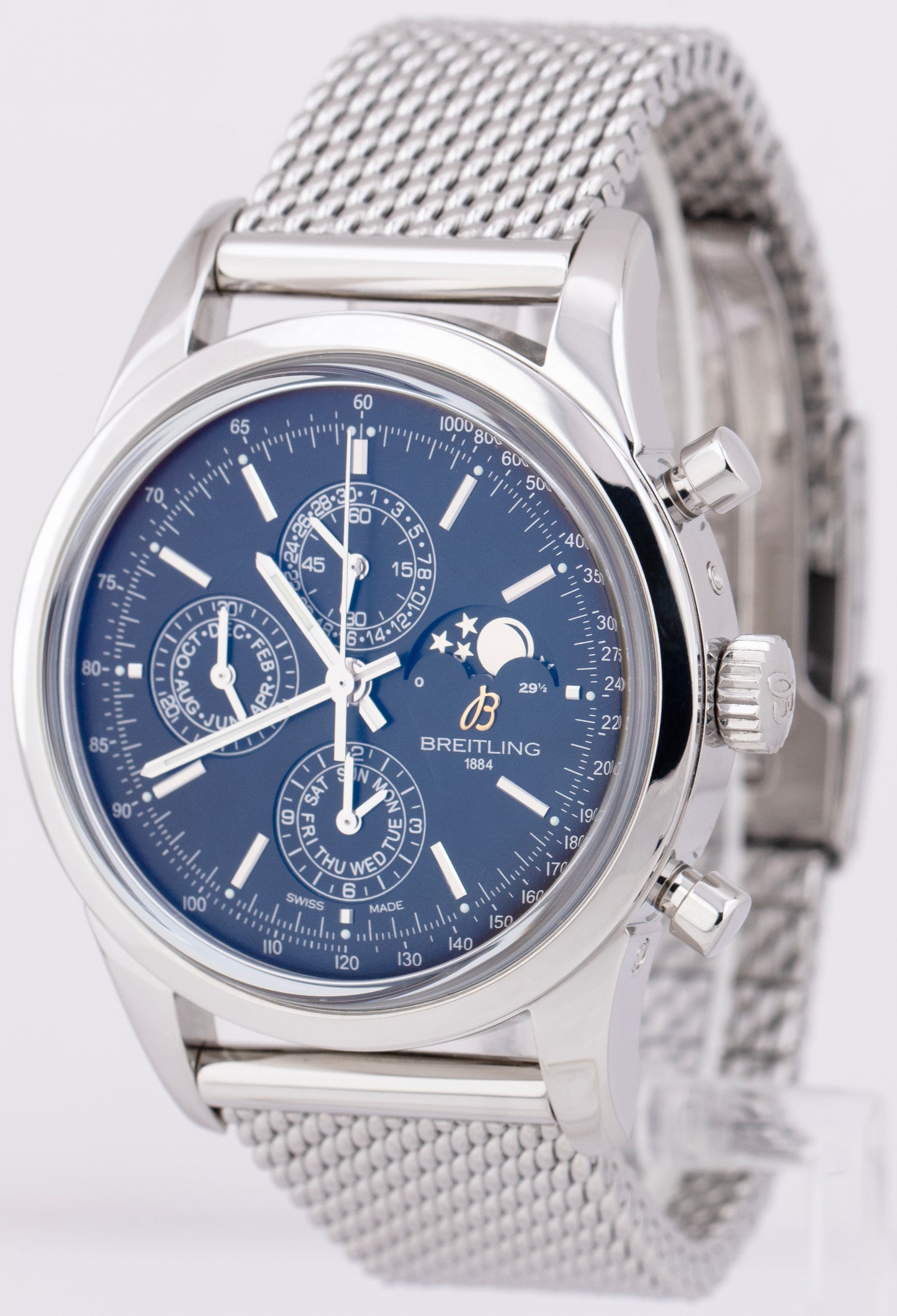 Breitling Transocean Chronograph 1461 Moonphase Steel 43mm Black Watch A19310
