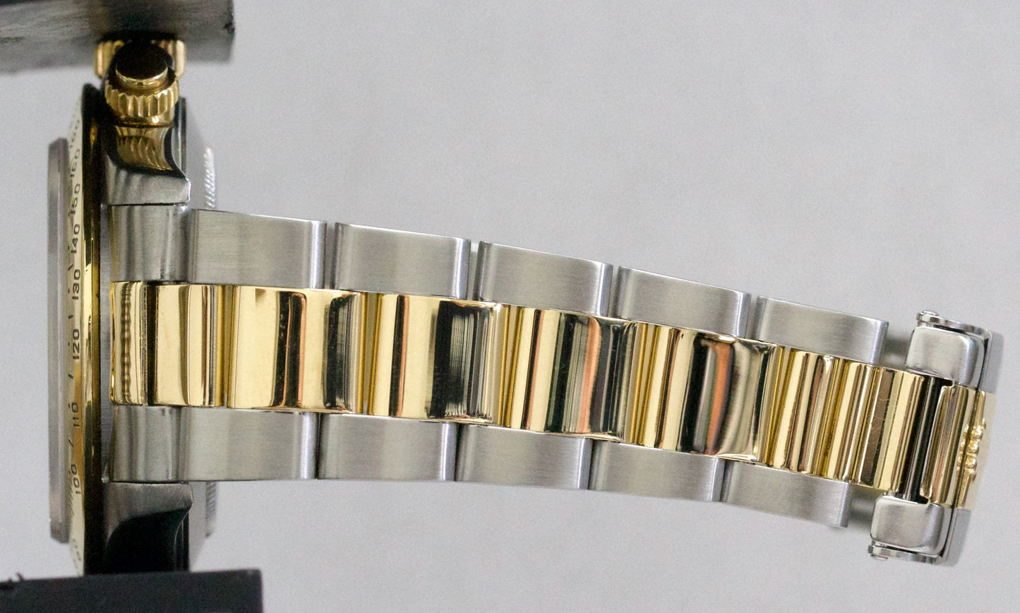 1996 Rolex Daytona Cosmograph WHITE Two-Tone 18K Yellow Gold Steel Watch 16523