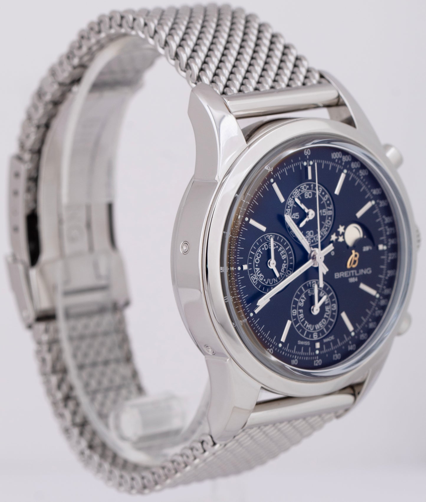 Breitling Transocean Chronograph 1461 Moonphase Steel 43mm Black Watch A19310
