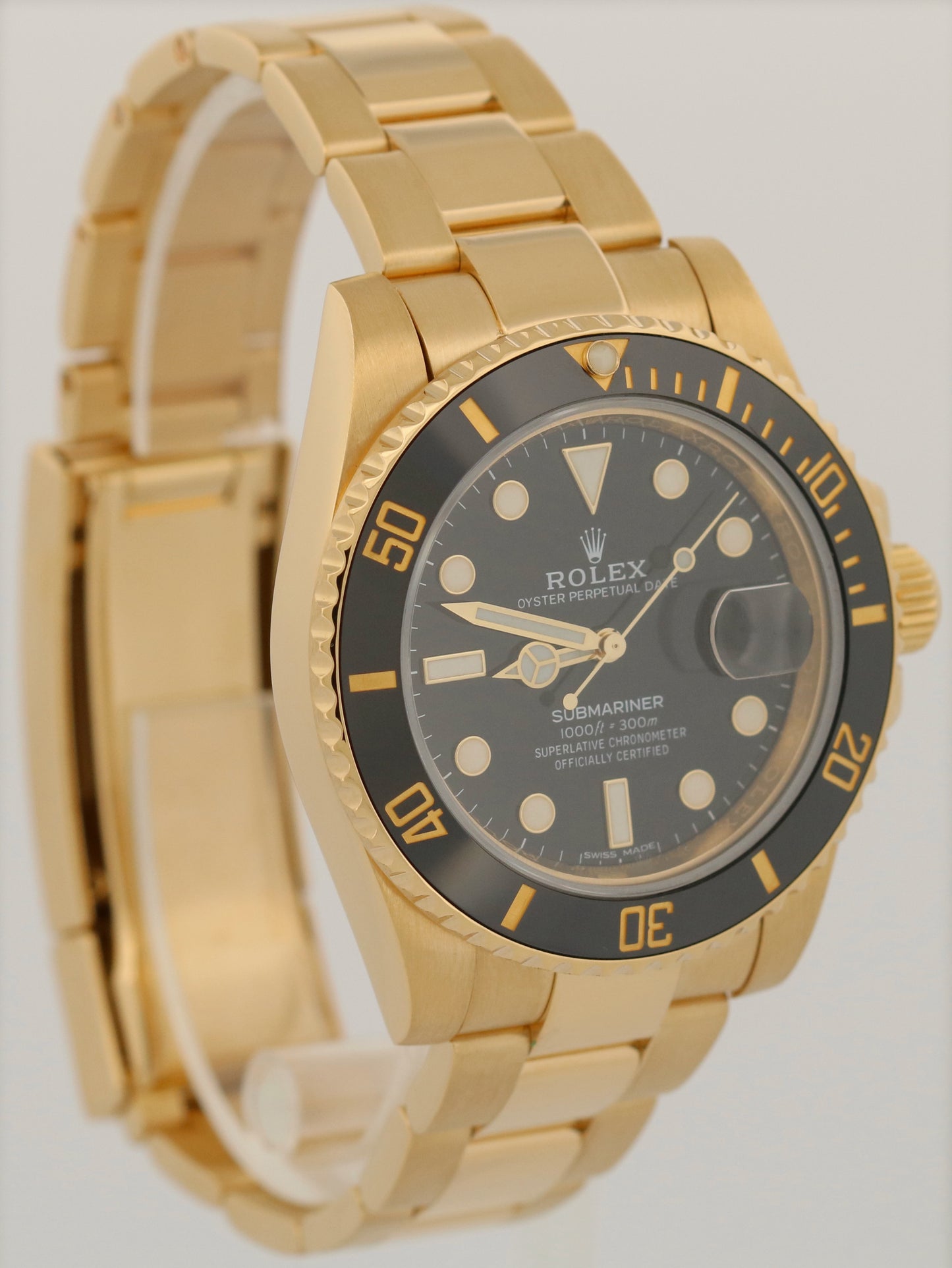 Rolex Submariner Date Ceramic 18K Yellow Gold BLACK 40mm Oyster Watch 116618 BOX