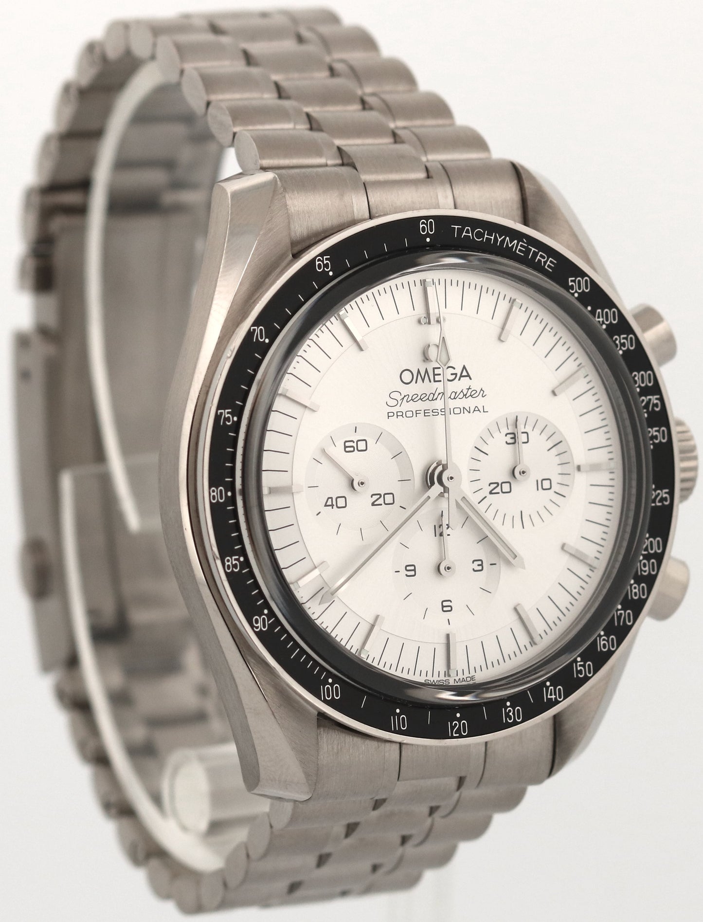 2022 PAPERS Omega Speedmaster Moonwatch 18k SILVER 42mm 310.60.42.50.02.001 BOX