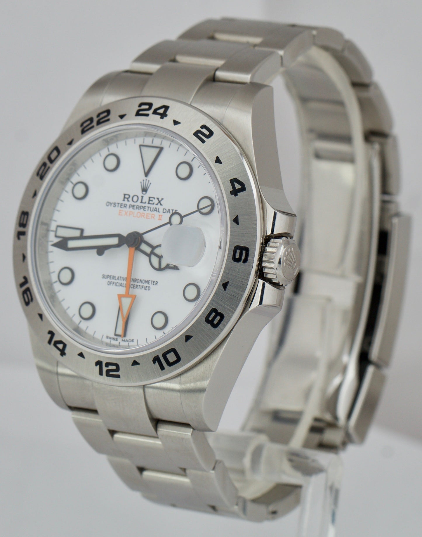 2018 PAPERS Rolex Explorer II 42mm 216570 White Orange Steel GMT Date Watch B+P