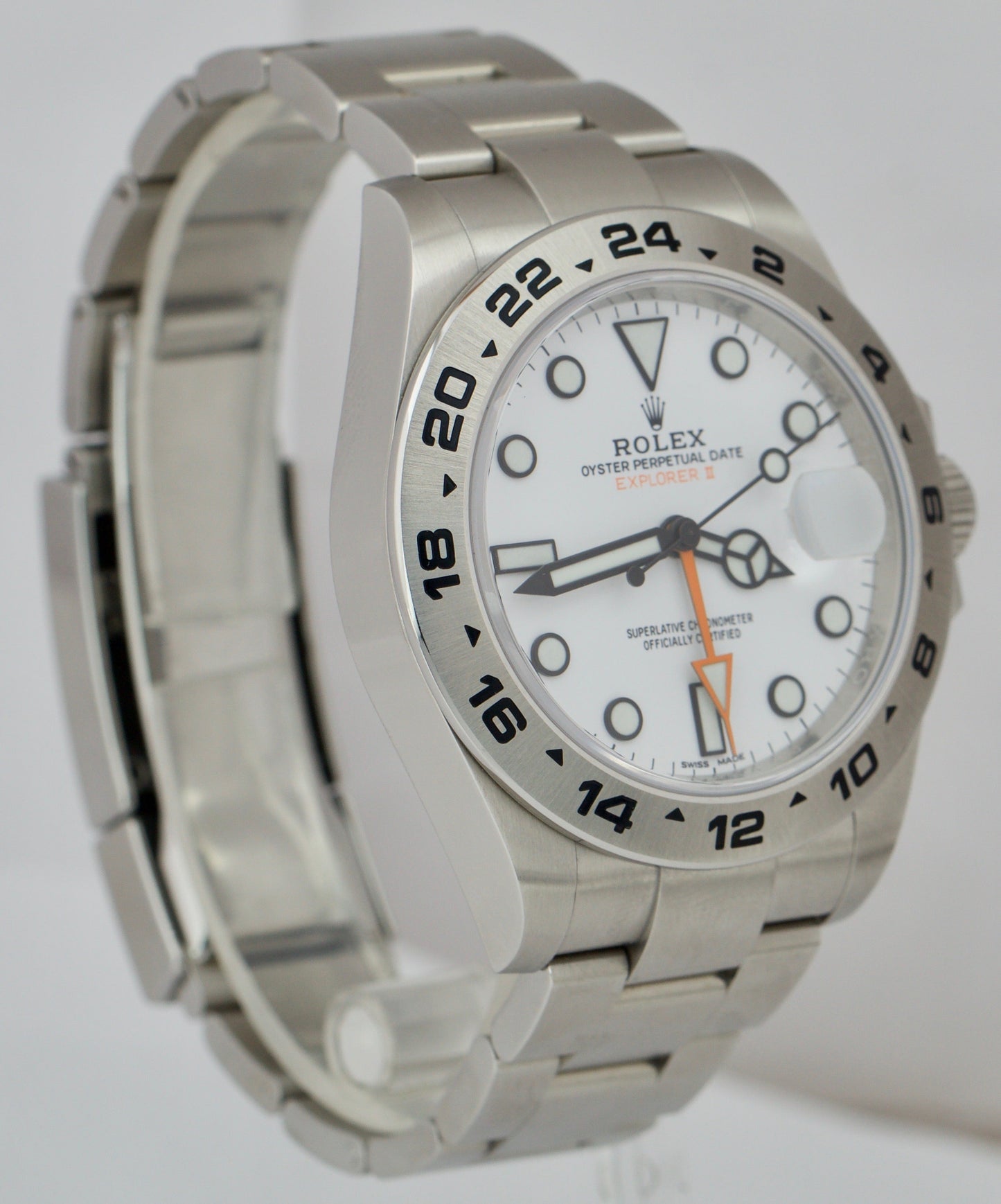 2018 PAPERS Rolex Explorer II 42mm 216570 White Orange Steel GMT Date Watch B+P