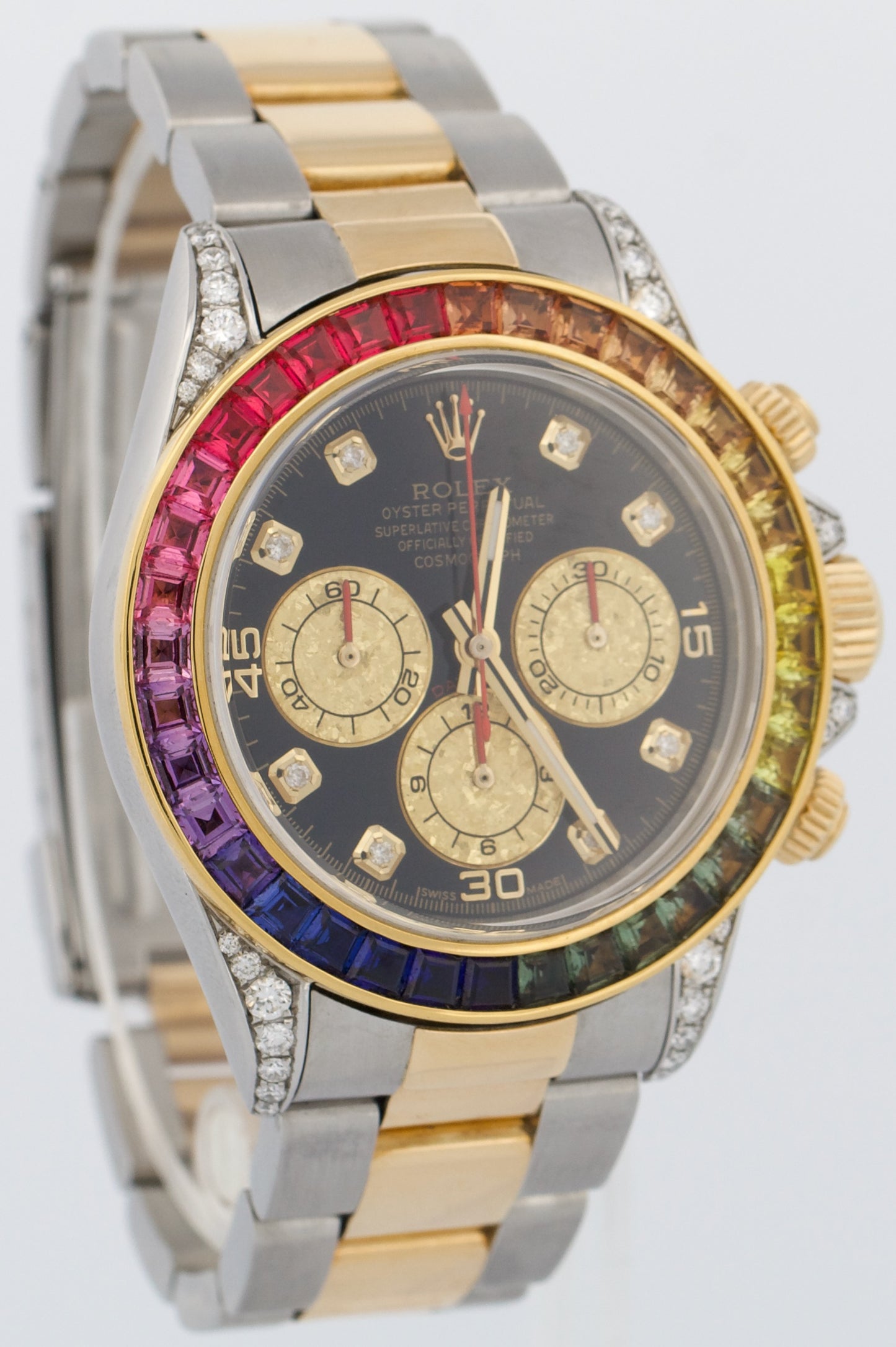 Rolex Daytona Cosmograph BLACK DIAMOND Two-Tone 18K Gold RAINBOW Steel 16523