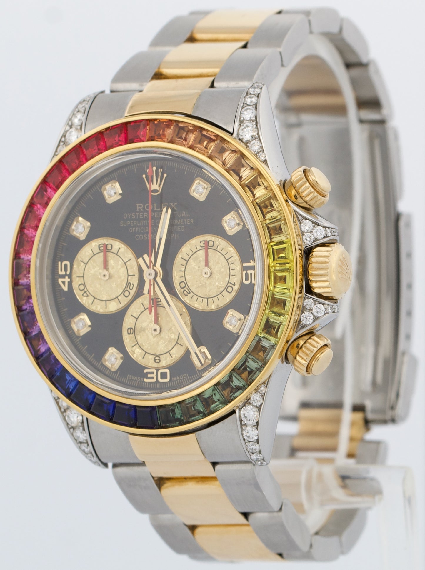 Rolex Daytona Cosmograph BLACK DIAMOND Two-Tone 18K Gold RAINBOW Steel 16523