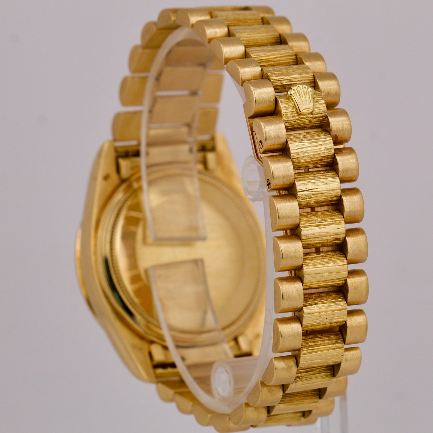 Rolex Day-Date President 36mm DIAMOND Champagne BARK 18K Yellow Gold Watch 18078