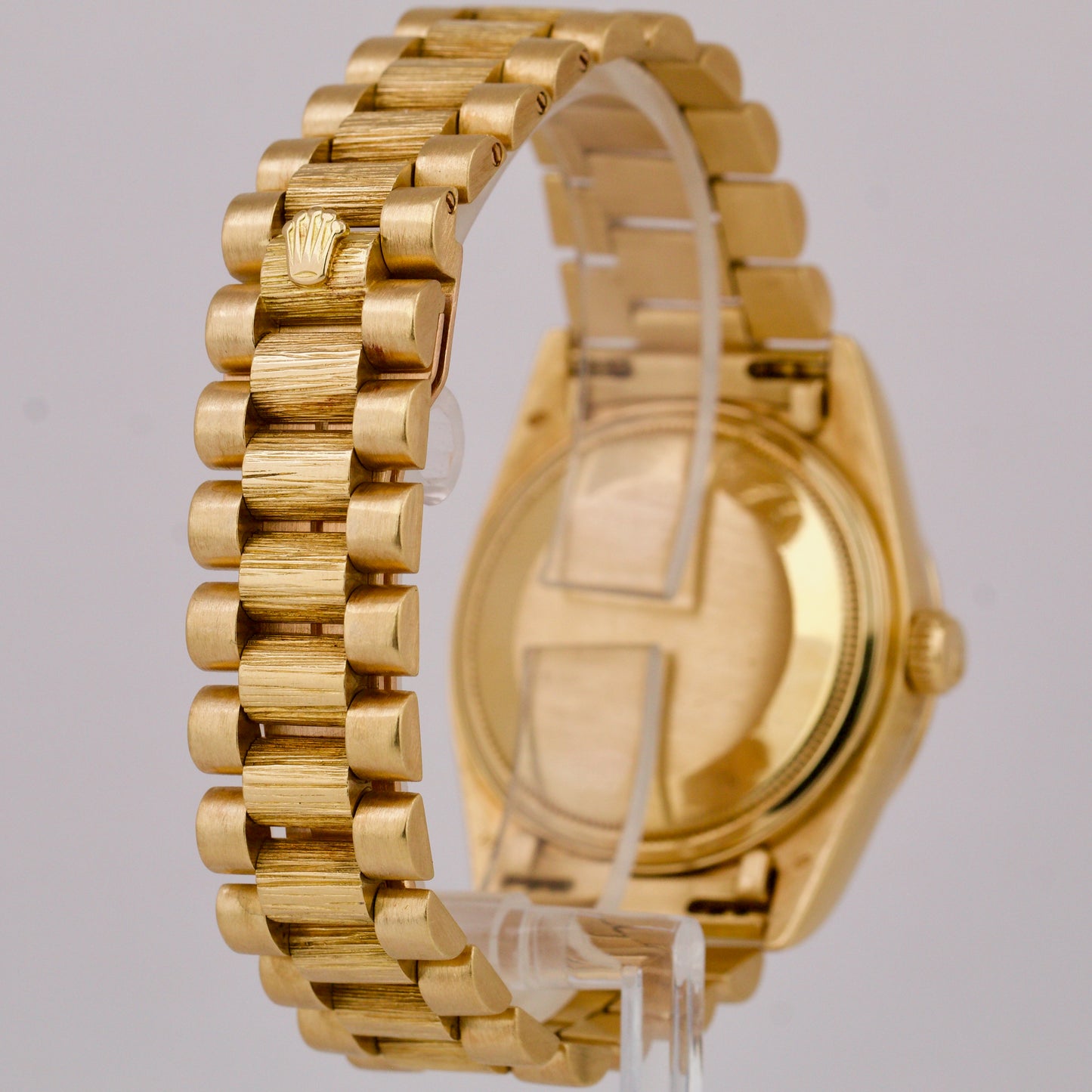 Rolex Day-Date President 36mm DIAMOND Champagne BARK 18K Yellow Gold Watch 18078