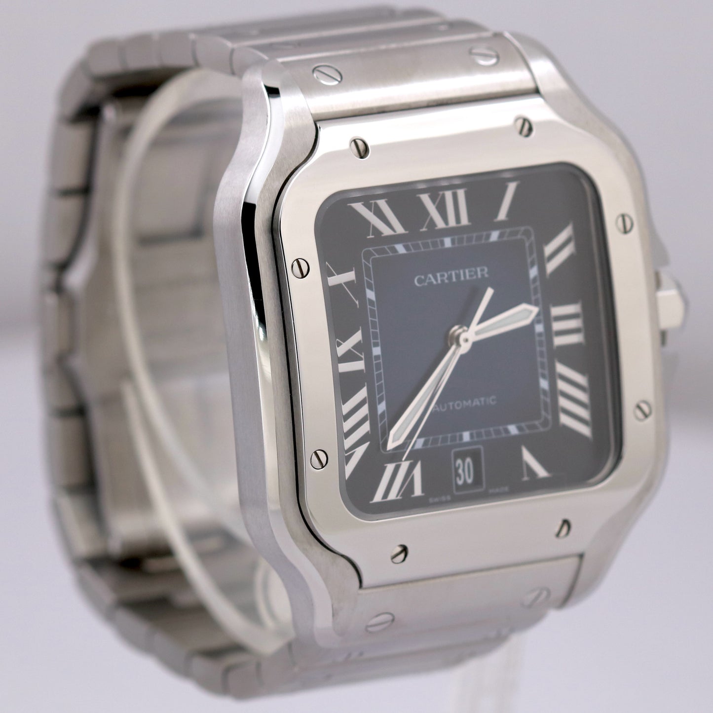 MINT Cartier Santos 40mm BLUE Roman 4072 WSSA0030 Stainless Steel Watch