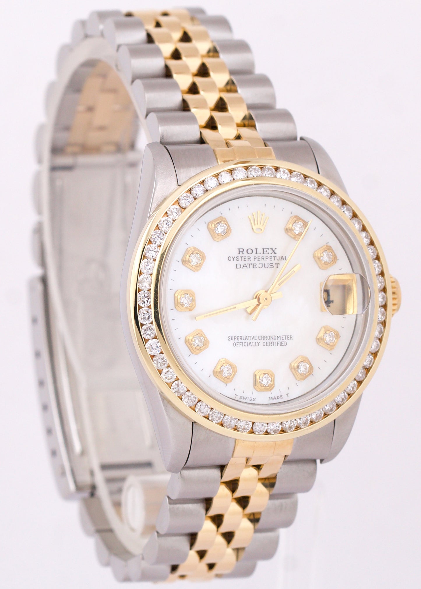 Rolex DateJust 31mm Midsize Two-Tone MOP DIAMOND Steel 18K Yellow Gold 68273 BOX