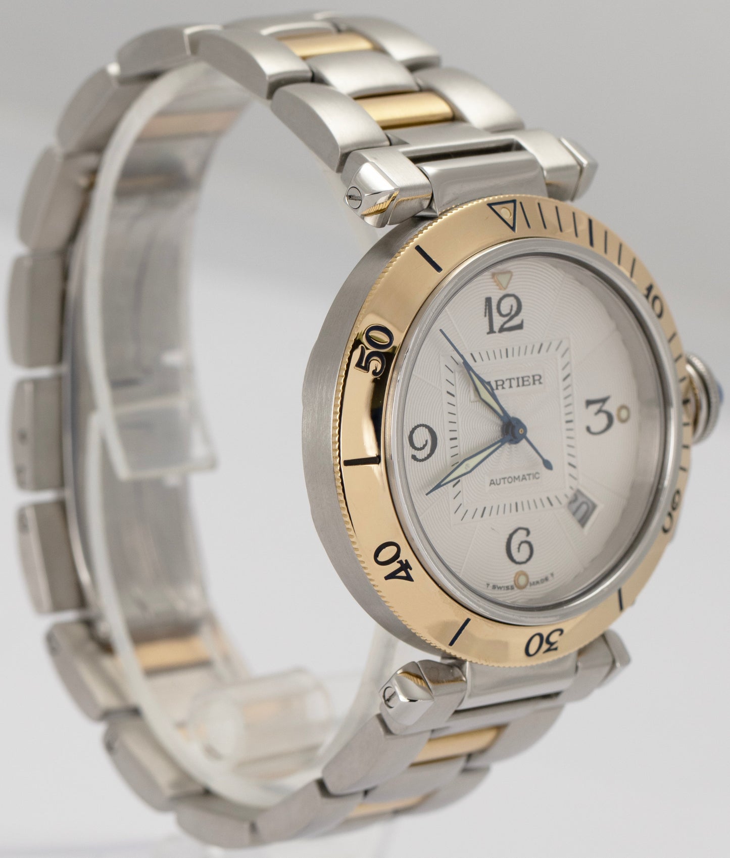Cartier Pasha 2378 Stainless Two-Tone Gold Steel White 38mm Watch W31035T6