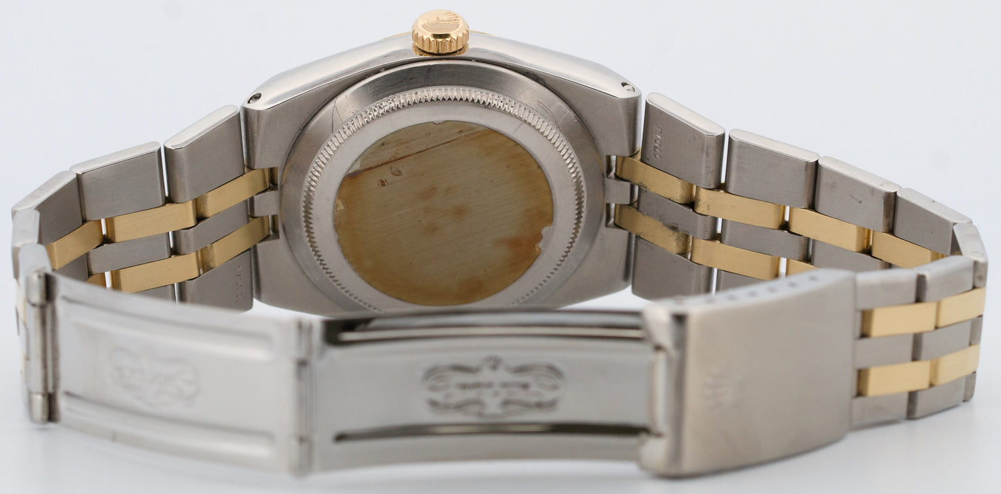 Rolex Oysterquartz DateJust 36mm BLUE Two-Tone 18K Yellow Gold Steel Watch 17013