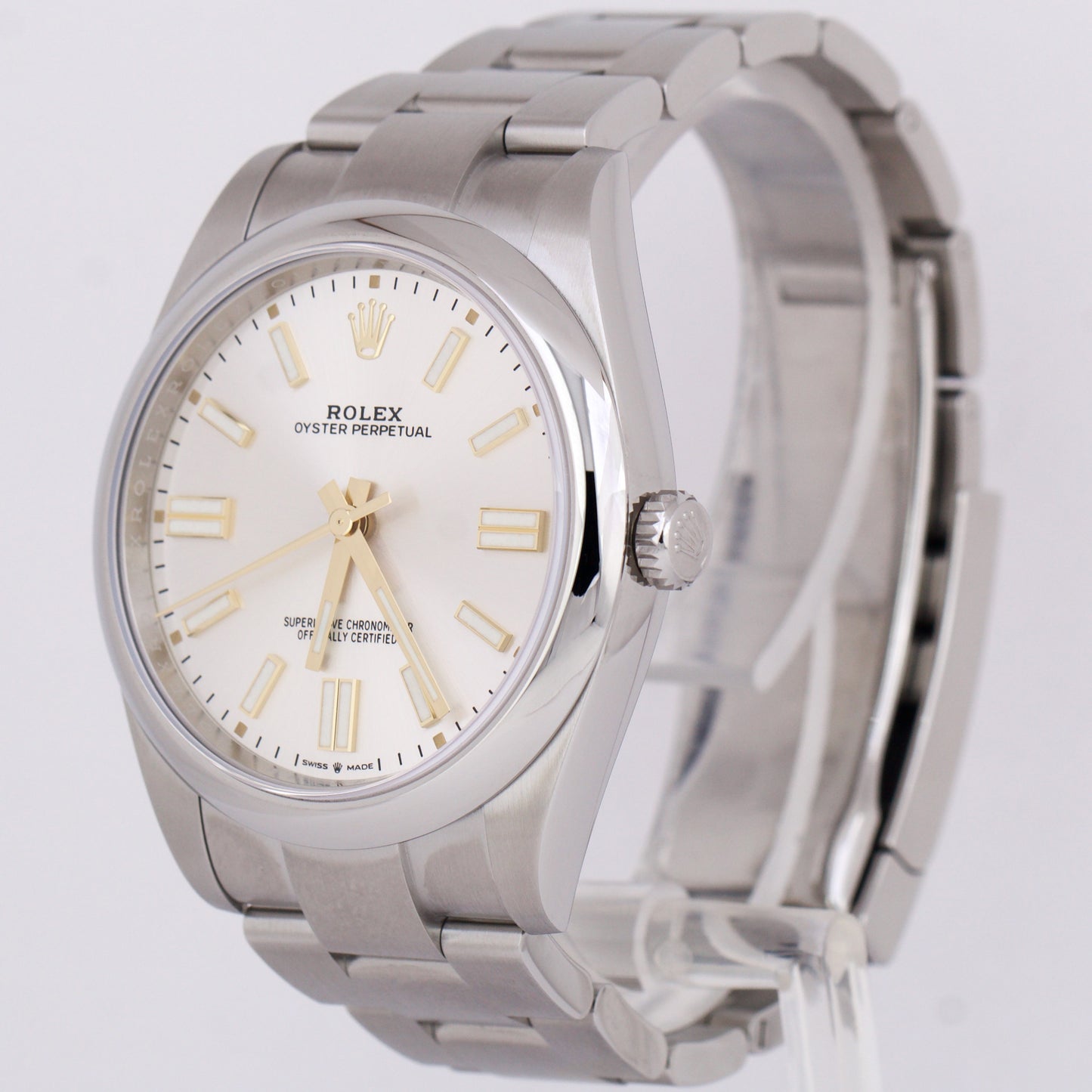 MINT 2023 PAPERS Rolex Oyster Perpetual SILVER Stainless Steel 41mm 124300 BOX