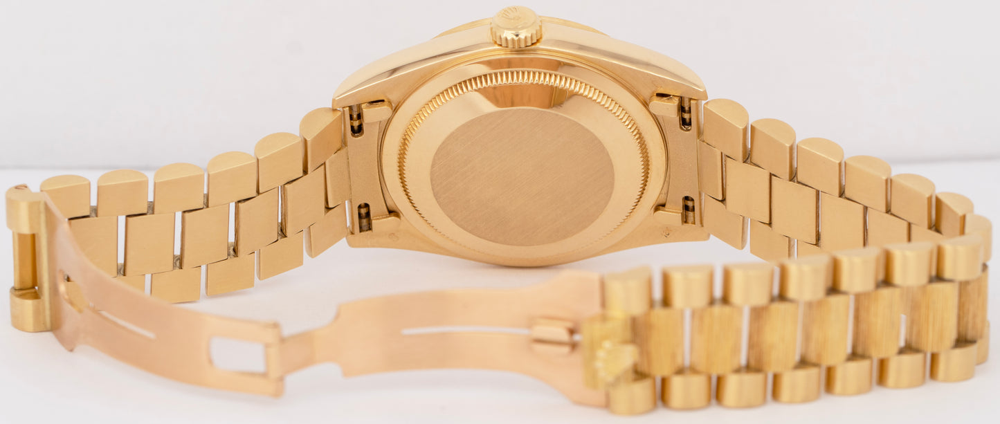 Rolex Day-Date 36mm President Champagne Dial 18K Yellow Gold Bark Watch 18248
