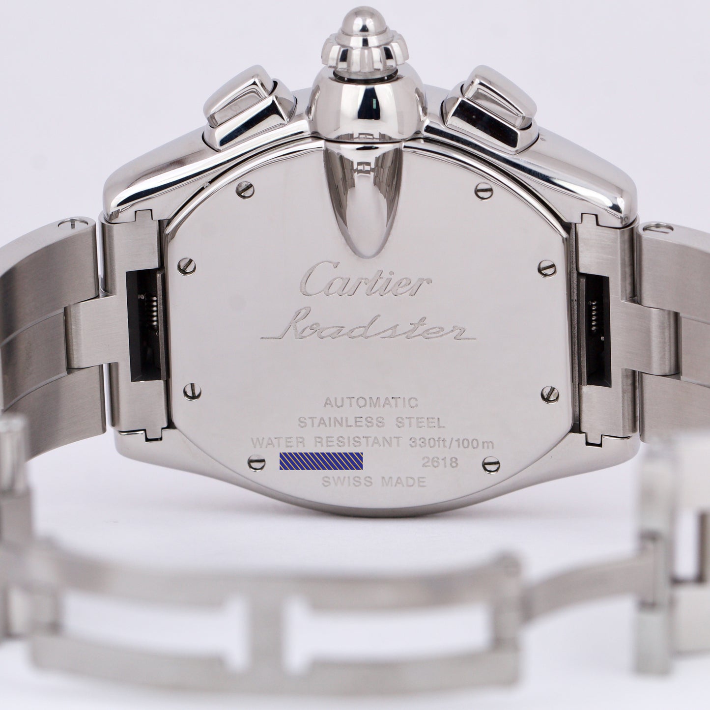 Cartier Roadster XL Stainless Steel Silver 43mm Roman Date Watch 2618 W62019X6
