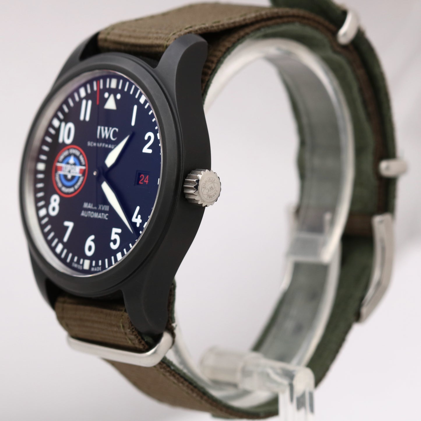 2022 IWC Pilot Mark XVIII TOP GUN SFTI Black Ceramic PAPERS 41mm IW324712 B+P