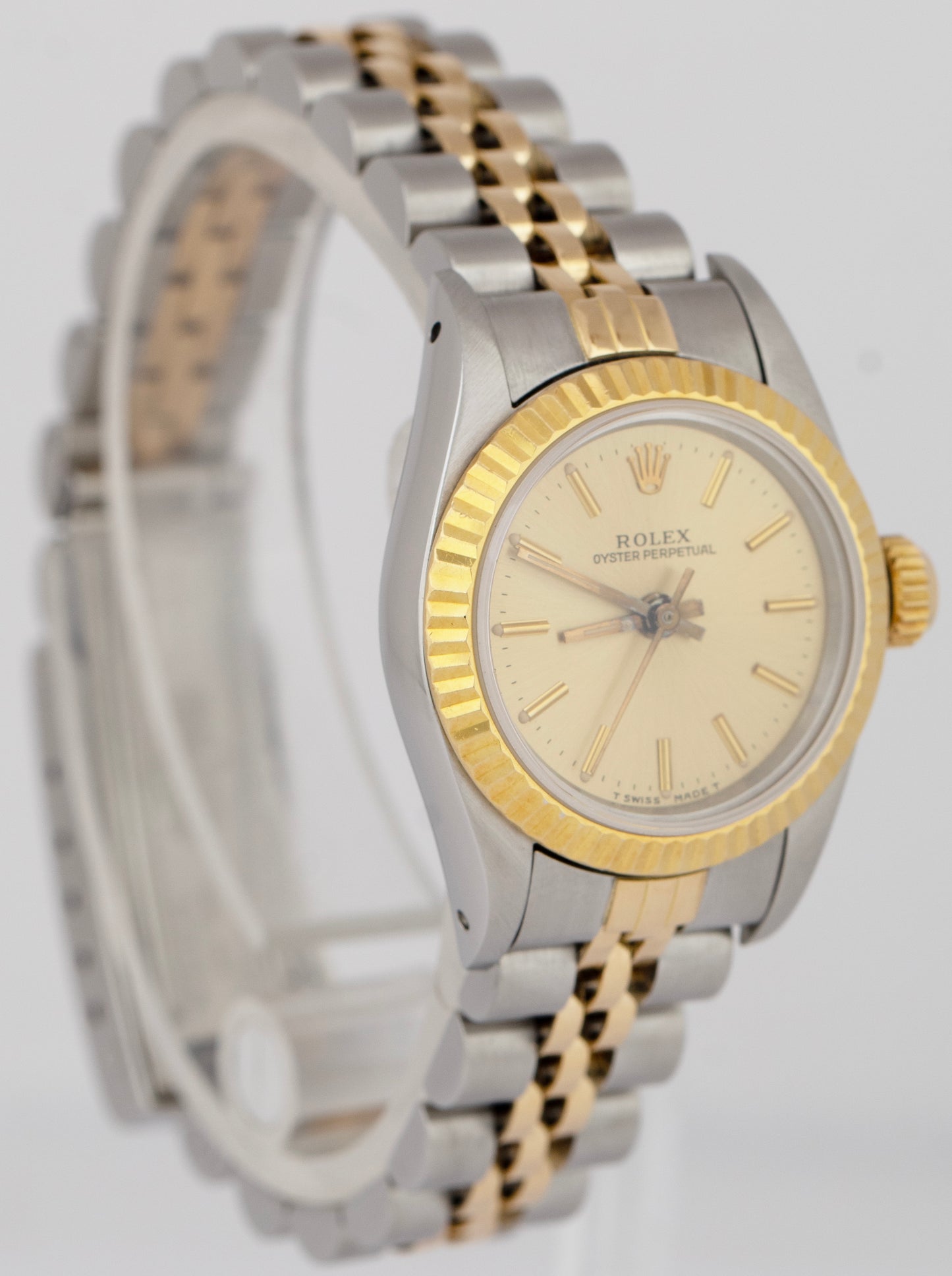 Rolex Oyster Perpetual 24mm Two-Tone Yellow Gold CHAMPAGNE Jubilee Watch 67193