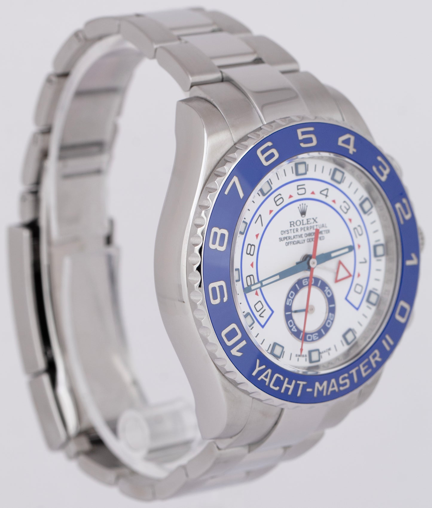 Rolex Yacht-Master II 44mm BLUE HANDS Stainless White Automatic 116680 Watch