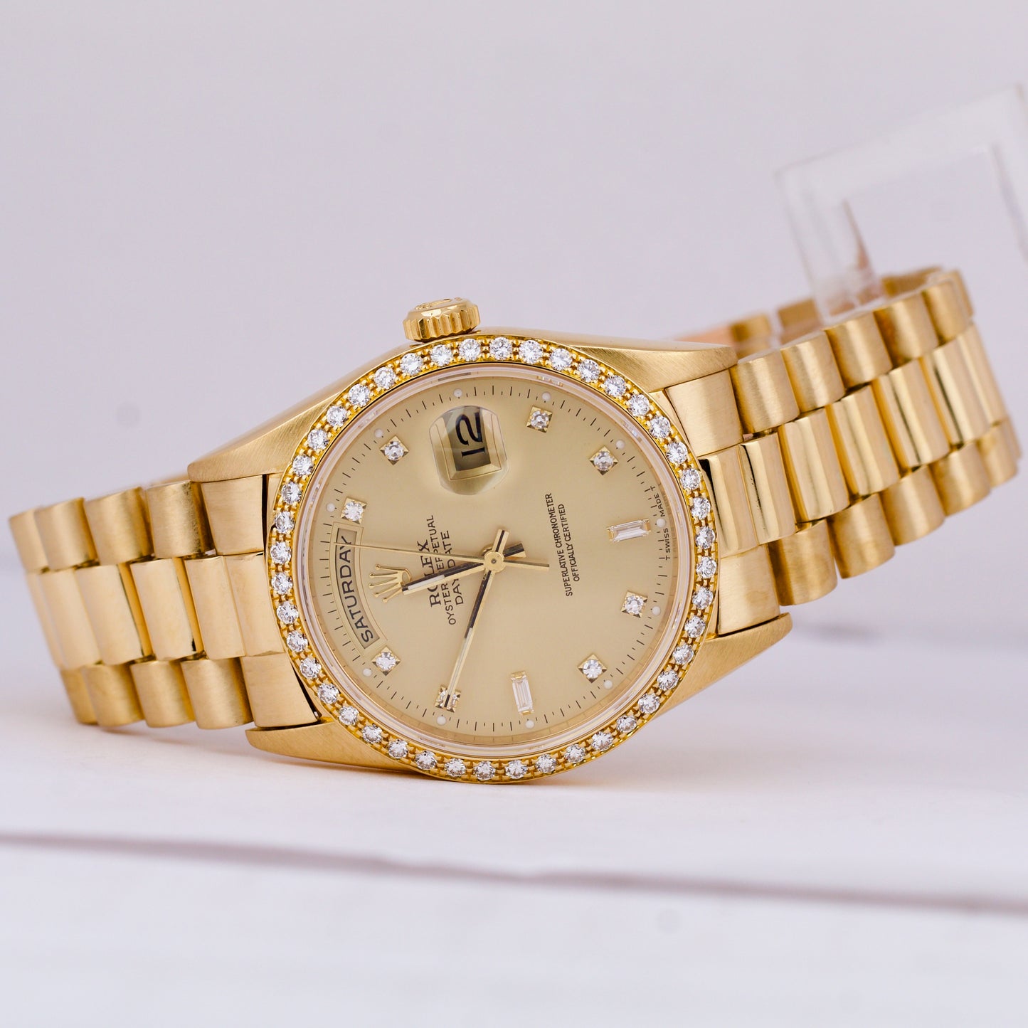 Rolex Day-Date President 36mm FACTORY CHAMPAGNE DIAMOND 18K Gold Quickset 18238