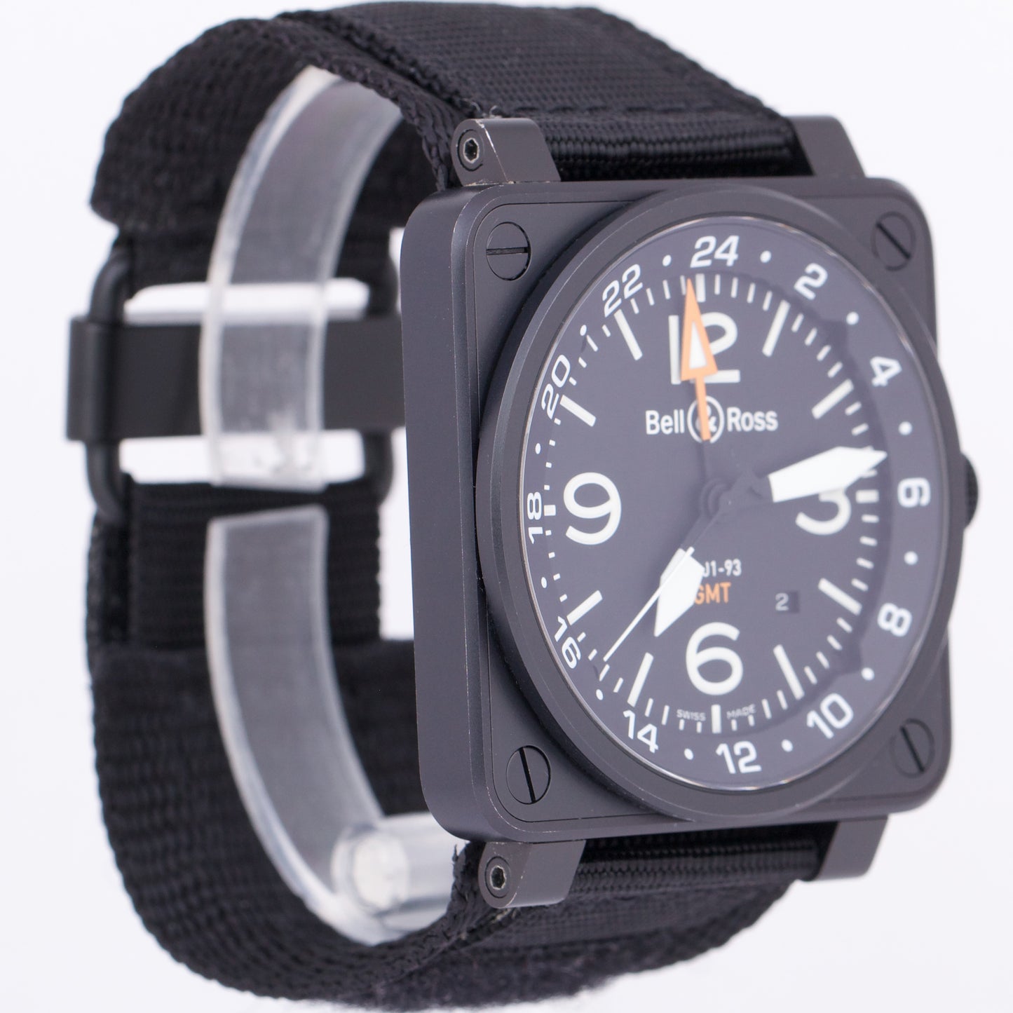 Bell & Ross GMT Matte Black PVD Stainless Steel 46mm Automatic Fabric BR01-93
