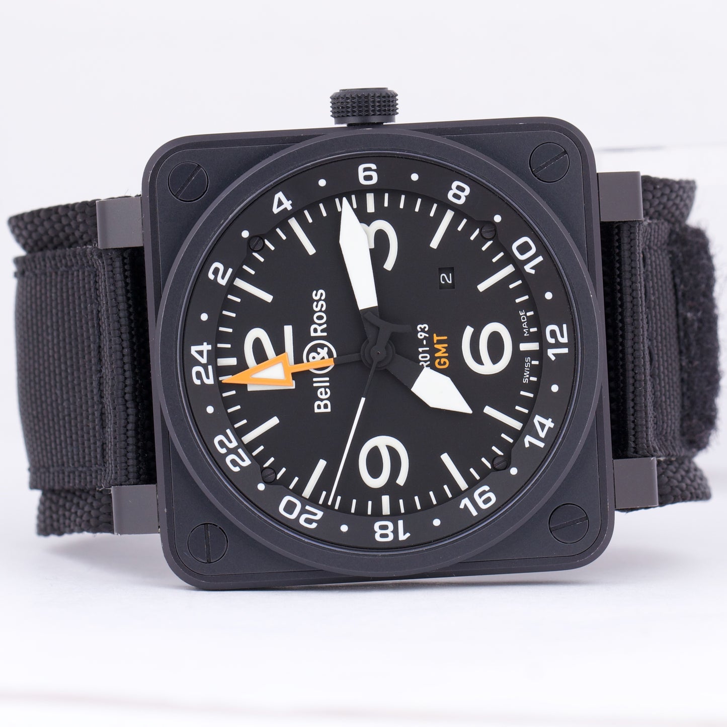 Bell & Ross GMT Matte Black PVD Stainless Steel 46mm Automatic Fabric BR01-93