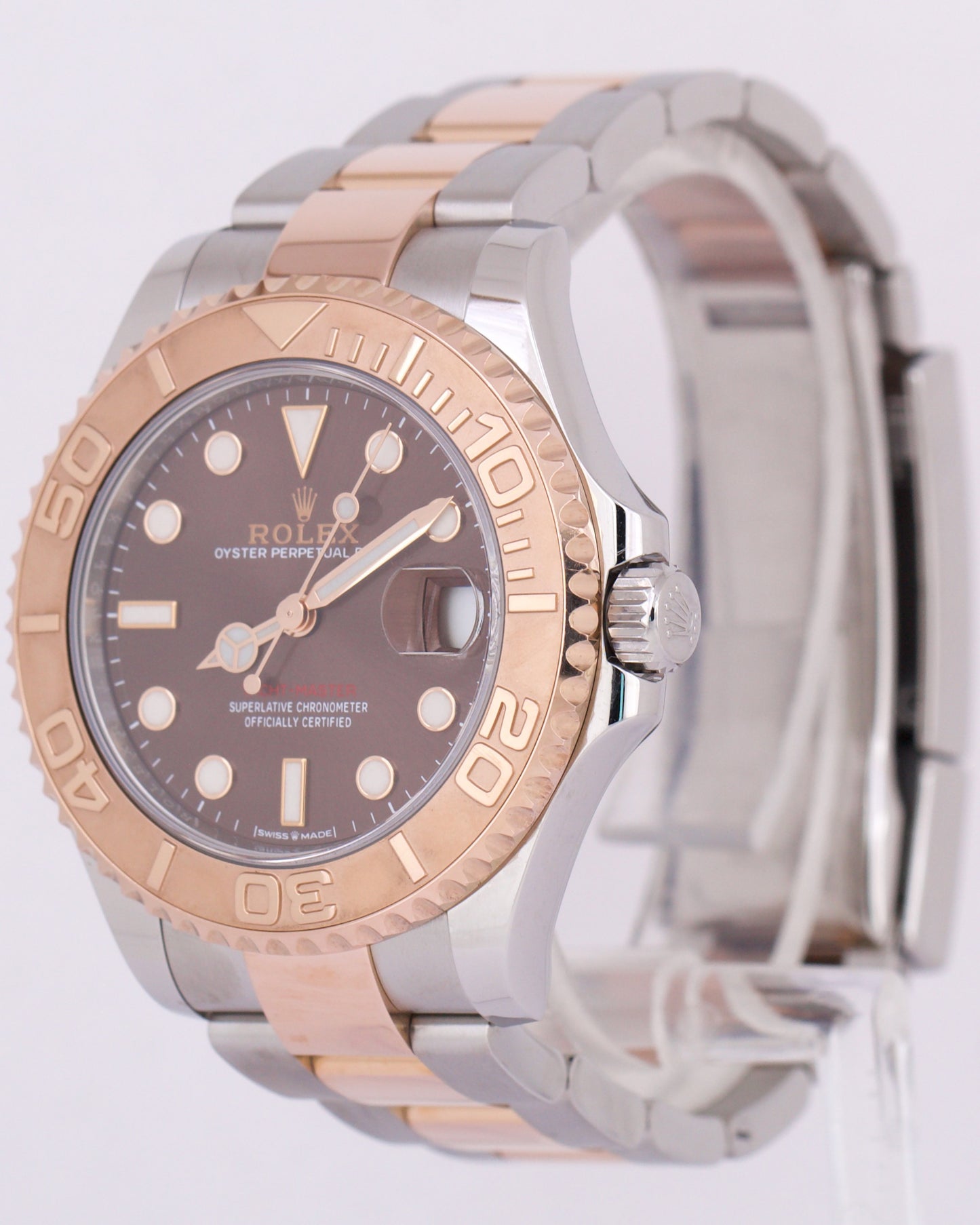 MINT 2023 Rolex Yacht-Master 37mm Two-Tone 18K Rose CHOCOLATE Brown 268621 Watch