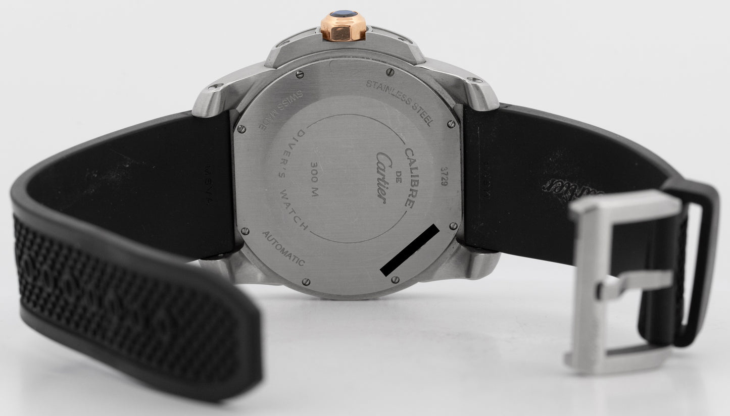 PAPERS Cartier Calibre Diver Date Two-Tone Rose Gold 42mm 3729 W7100055 Watch