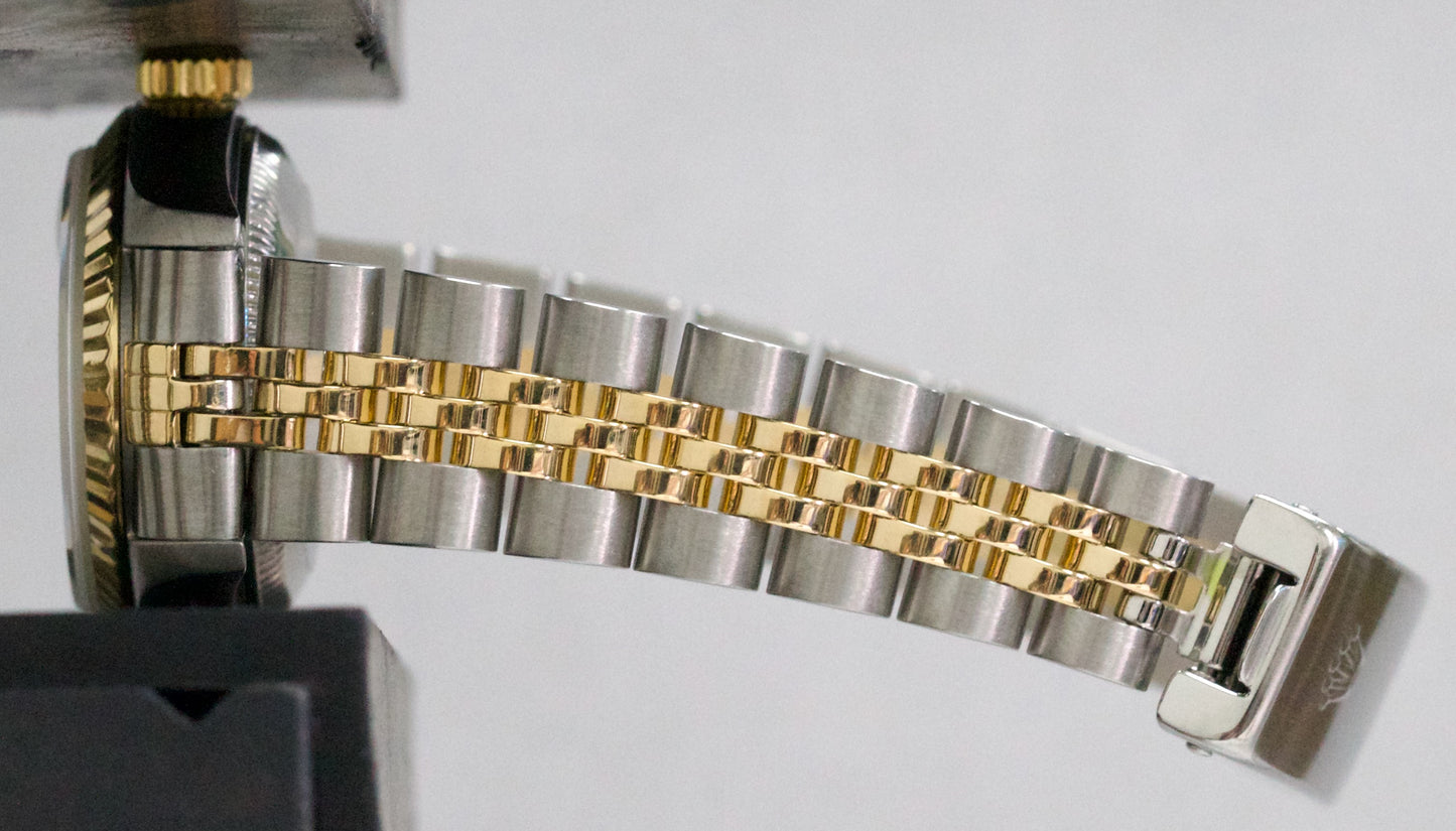 1994 PAPERS Rolex DateJust 26mm WHITE ROMAN 18K Gold Steel JUBILEE 69173 BOX