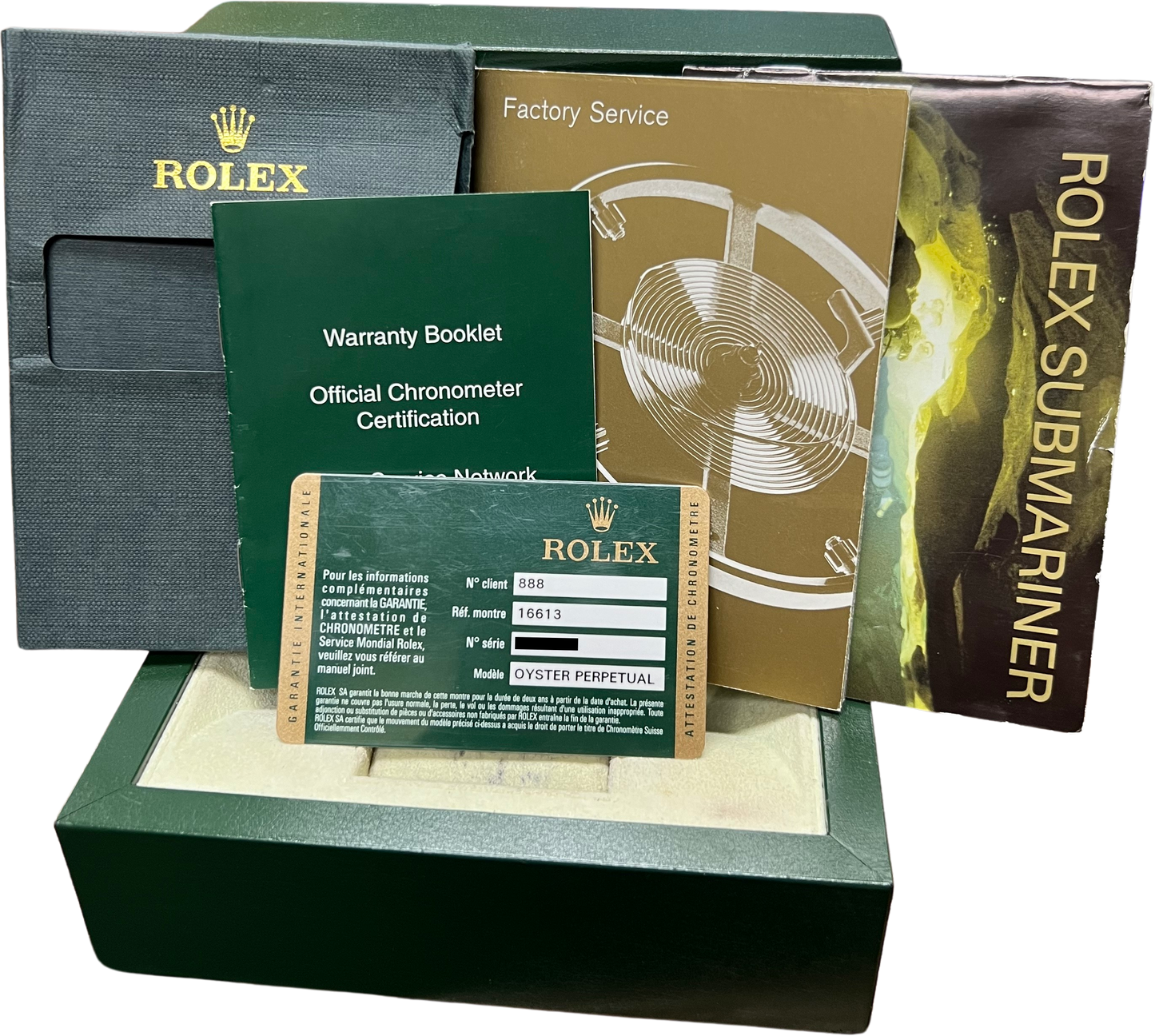 2008 PAPERS Rolex Submariner 40mm Black Two-Tone NO-HOLES Gold 16613 Watch BOX