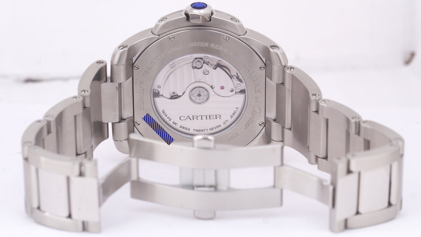 Men's Cartier Calibre Black Roman 42mm Stainless Date Watch 3389 / W7100016