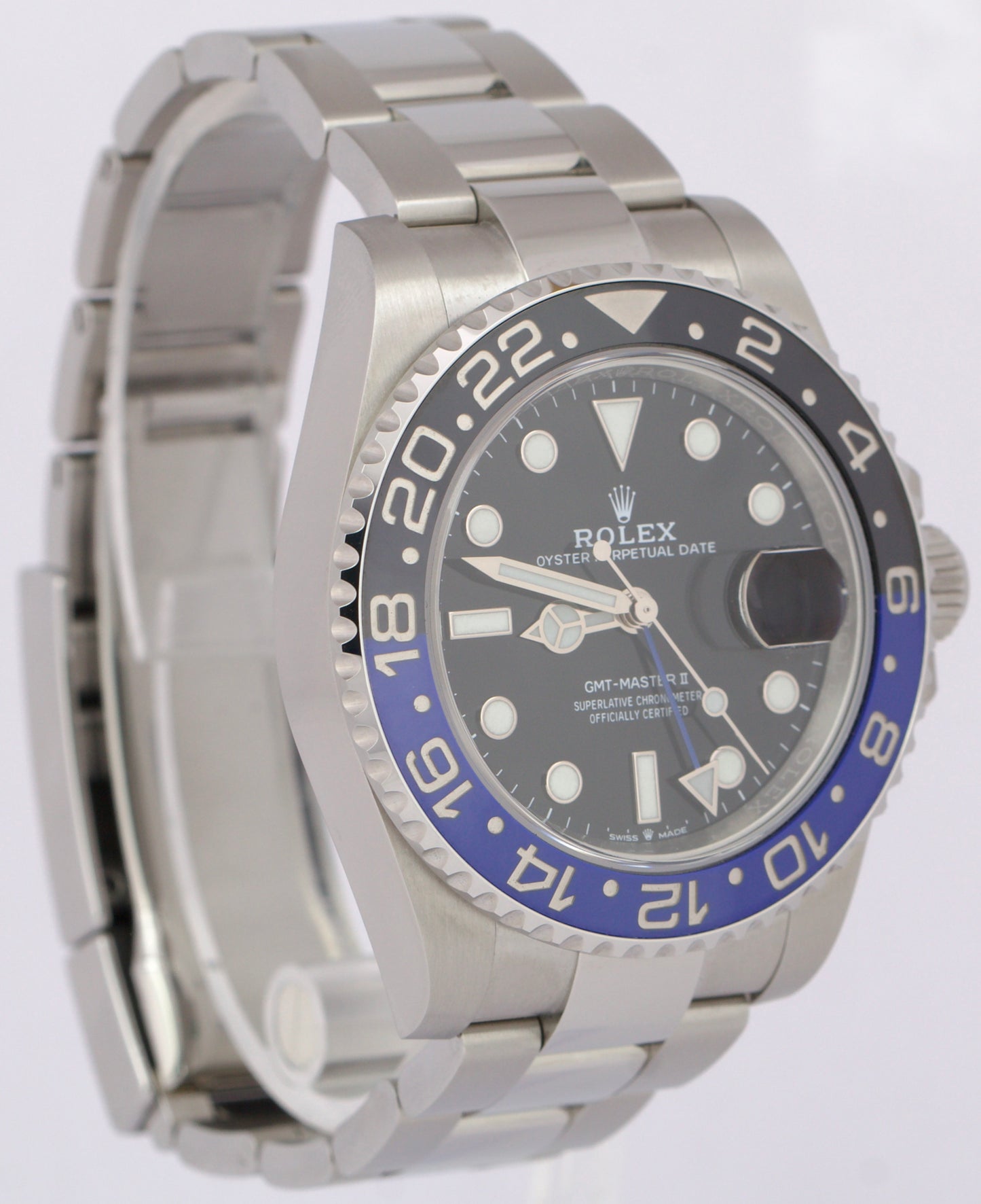 NEW PAPERS Rolex GMT-Master II BATMAN Oyster Blue Black 40mm 126710 BLNR BOX