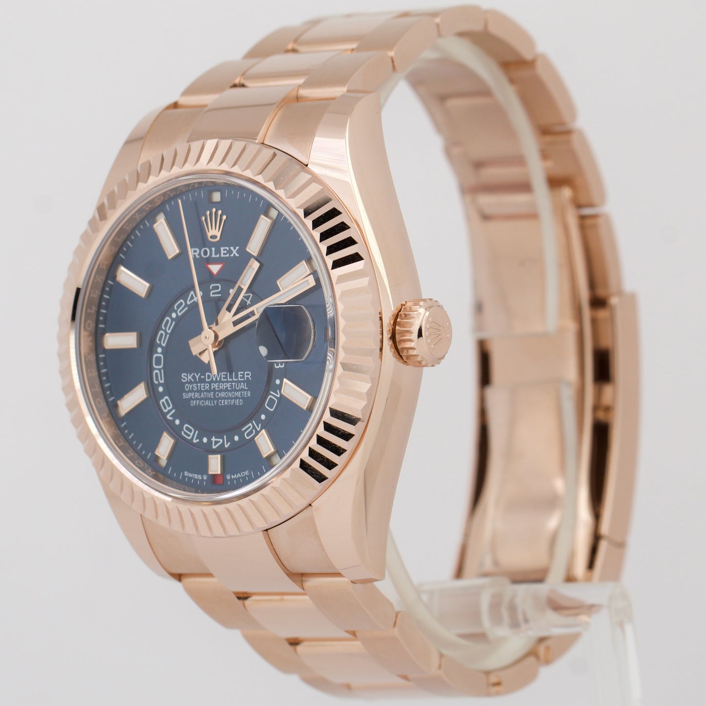 NEW JUNE 2023 PAPERS Rolex Sky-Dweller 18K ROSE GOLD Blue 42mm Watch 336935 B+P