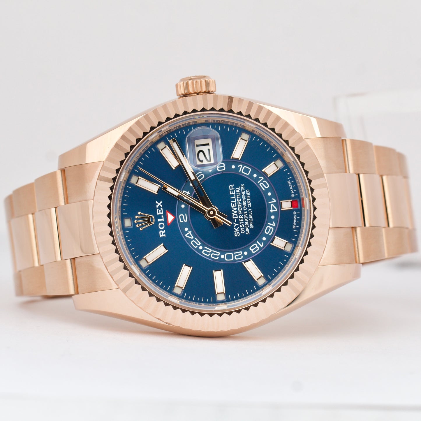 NEW JUNE 2023 PAPERS Rolex Sky-Dweller 18K ROSE GOLD Blue 42mm Watch 336935 B+P