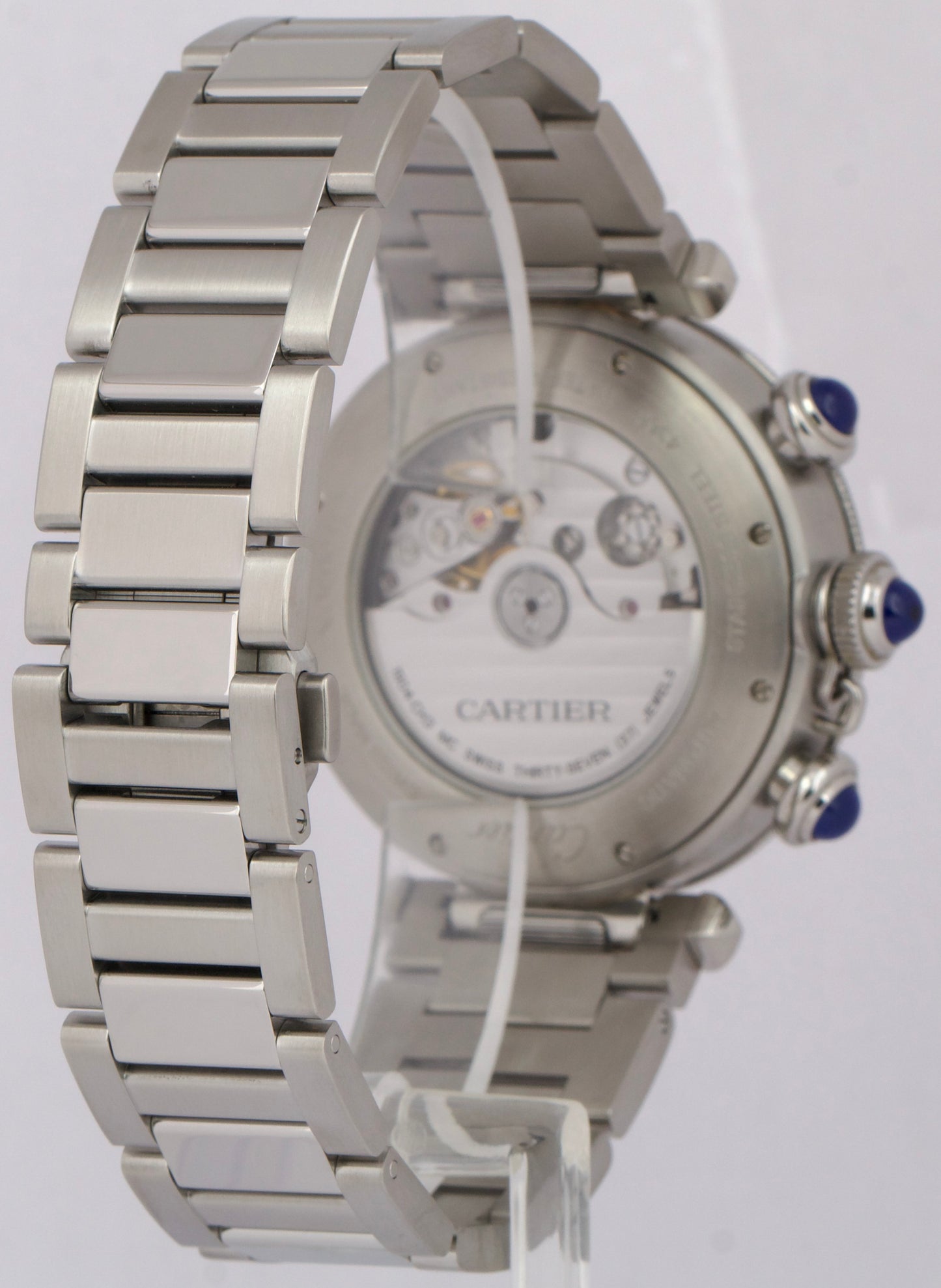 MINT PAPERS Cartier Pasha Chronograph RHODIUIM 41mm Steel 4363 / WSPA0027 BOX