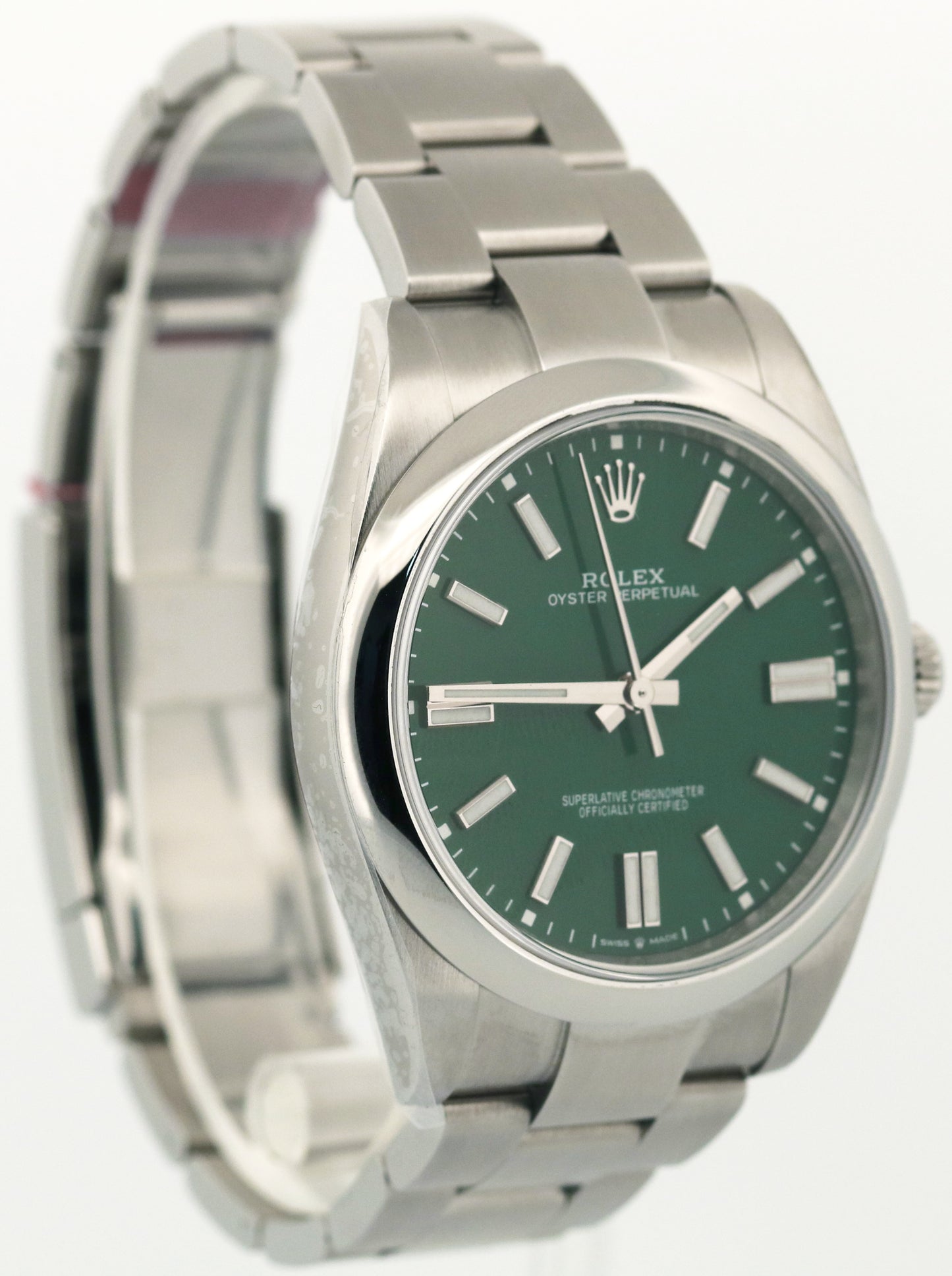 STICKERED 2024 PAPERS Rolex Oyster Perpetual 41 GREEN Steel 41mm 124300 BOX