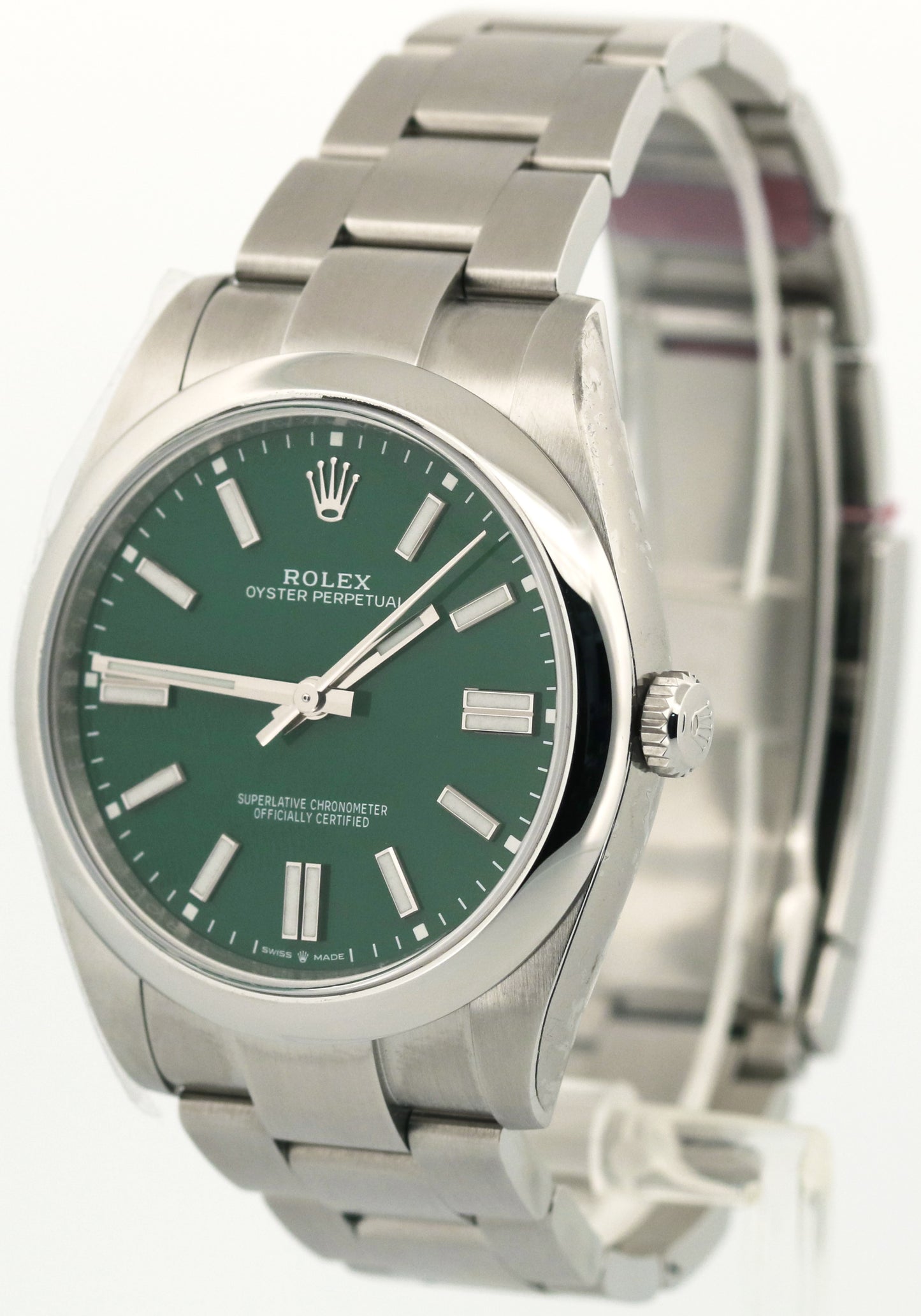 STICKERED 2024 PAPERS Rolex Oyster Perpetual 41 GREEN Steel 41mm 124300 BOX