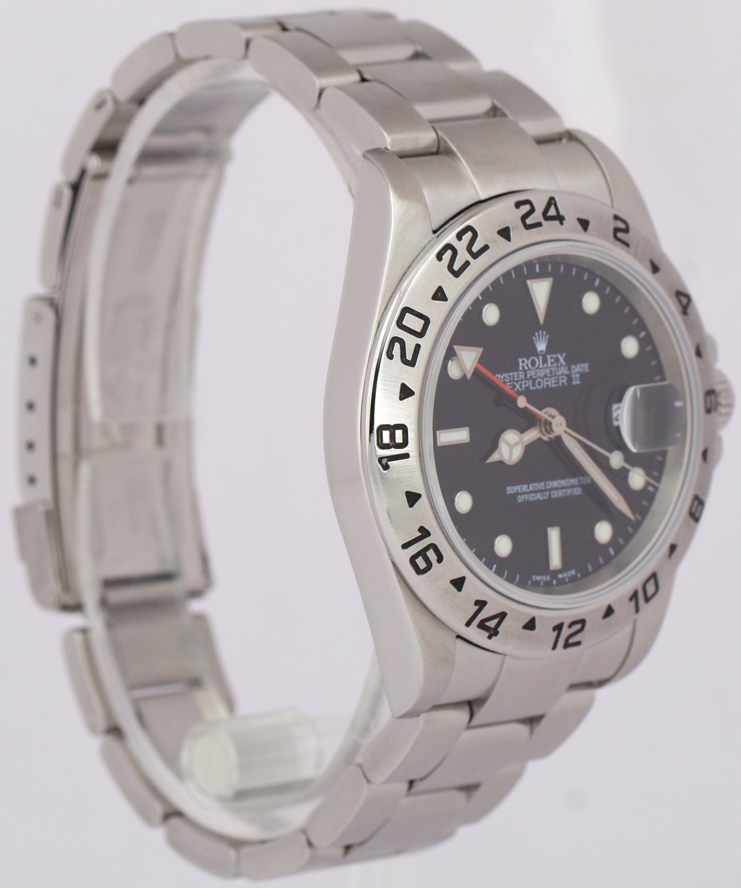 PAPERS Rolex Explorer II 40mm BLACK Stainless Steel NO-HOLES Watch 16570 BOX