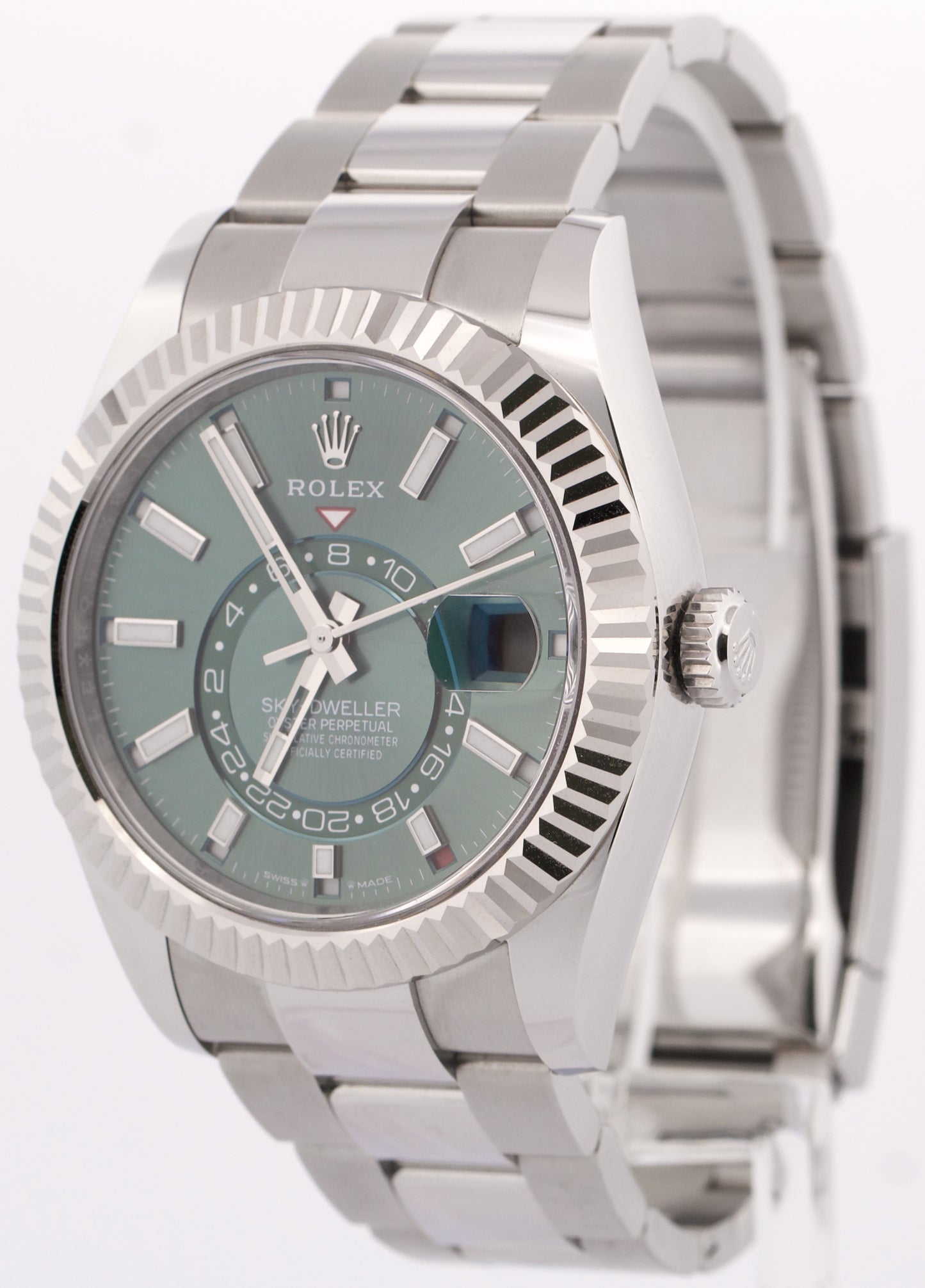 2024 PAPERS Rolex Sky-Dweller GREEN 42mm 18K Gold Stainless OYSTER 336934 BOX