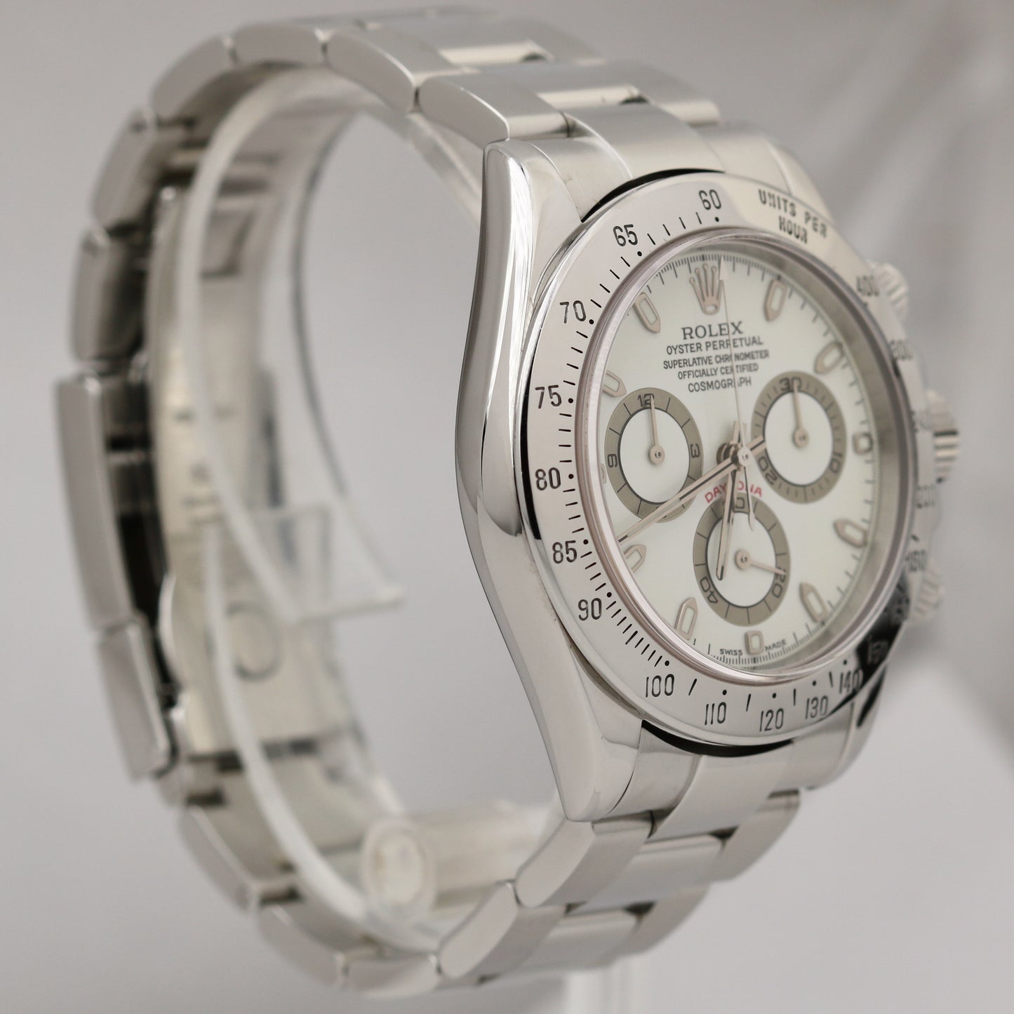 Rolex Daytona WHITE Cream PANNA Stainless F SERIAL THIN HANDS Watch 40mm 116520