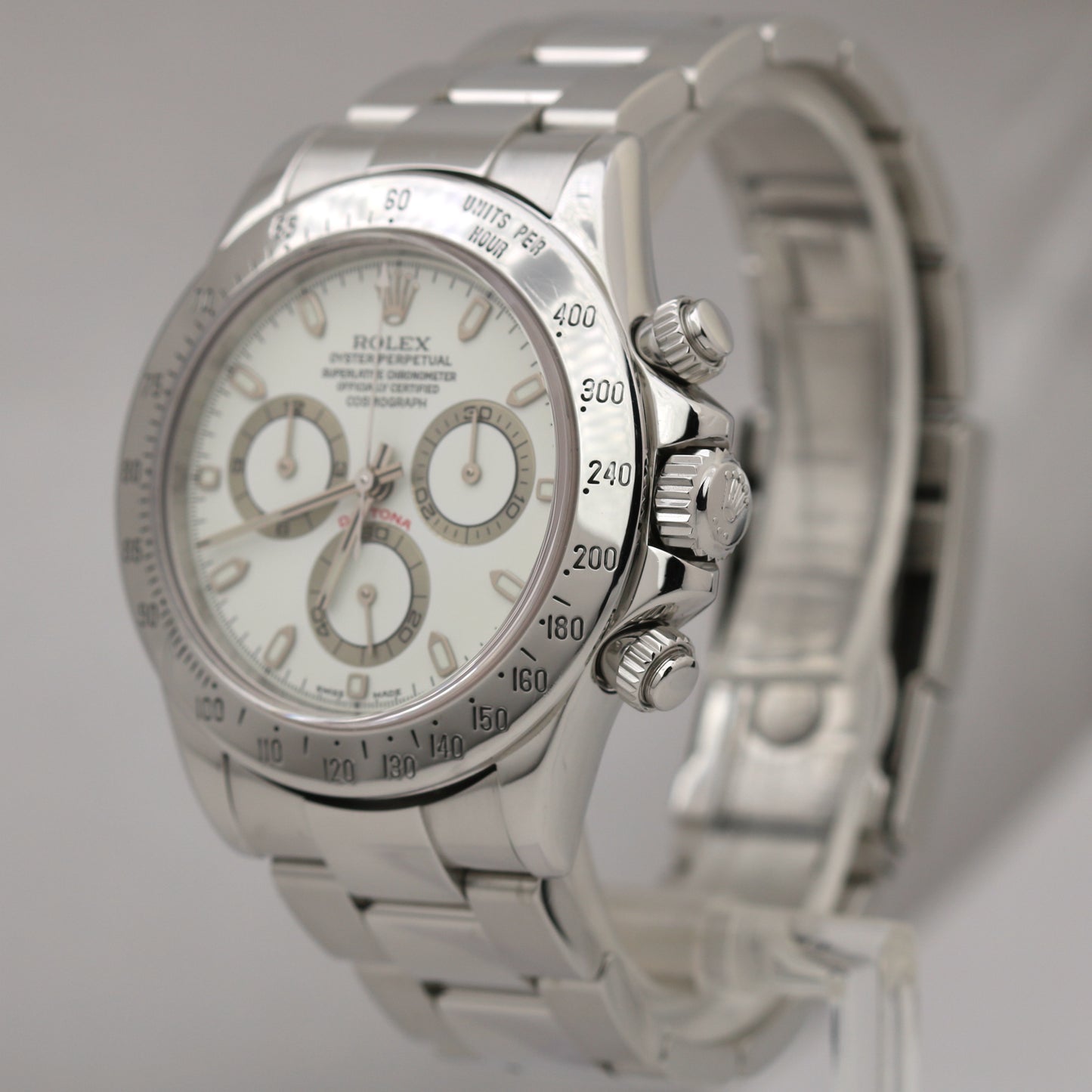 Rolex Daytona WHITE Cream PANNA Stainless F SERIAL THIN HANDS Watch 40mm 116520