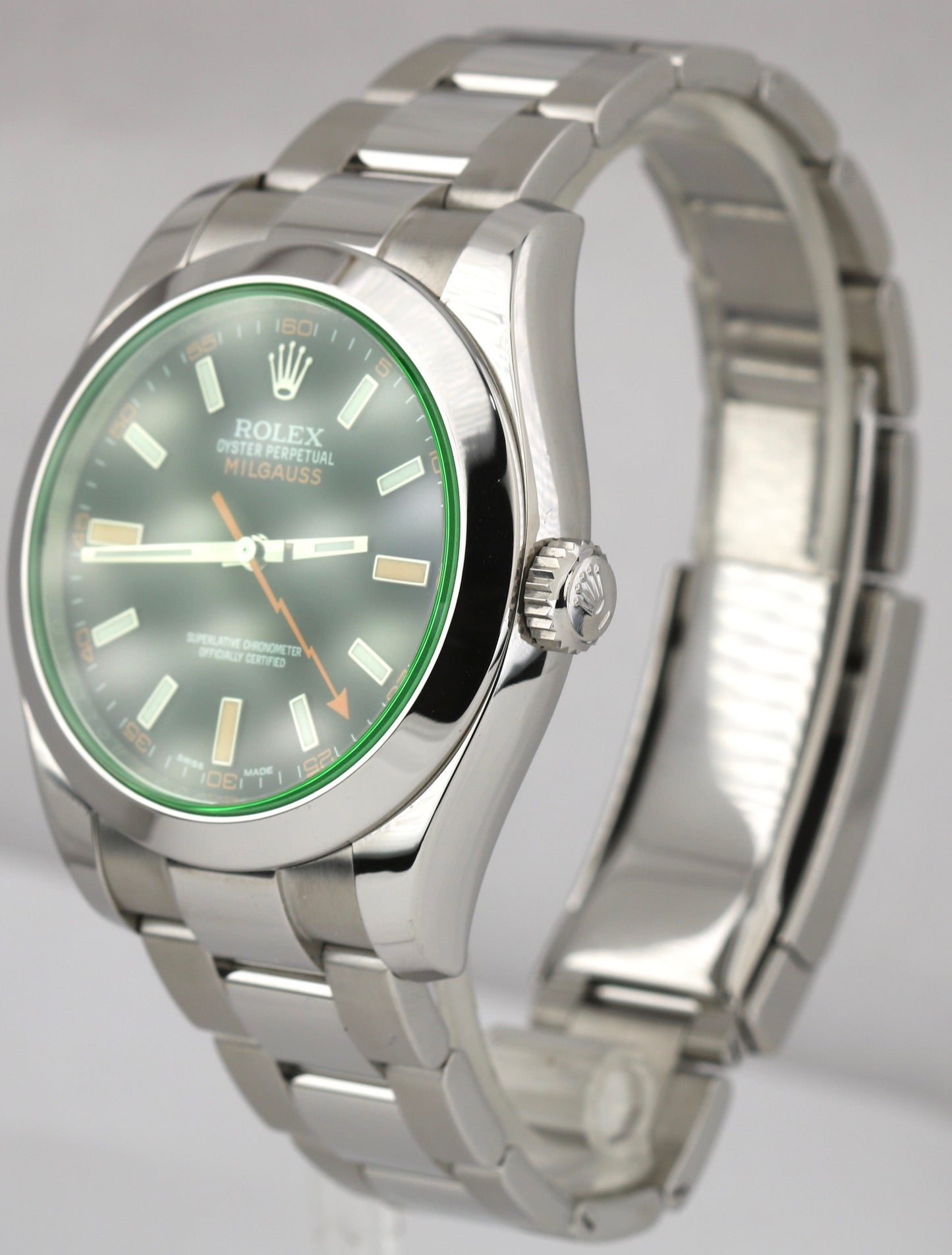 2017 PAPERS Rolex Milgauss 116400GV Green Black Anti-Magnetic Stainless 40mm B+P