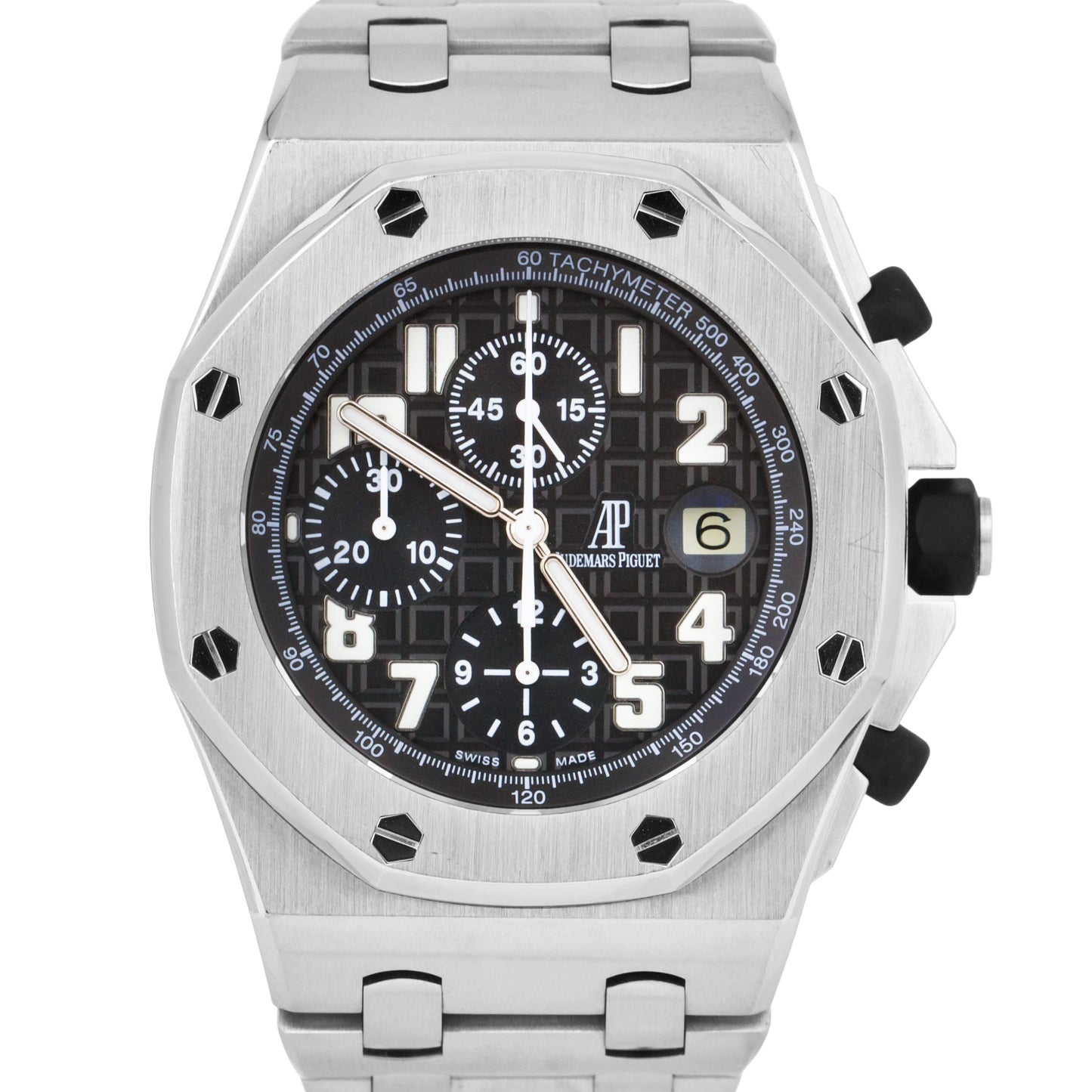 PAPERS Audemars Piguet Royal Oak Offshore Black 25721ST Stainless Watch B+P